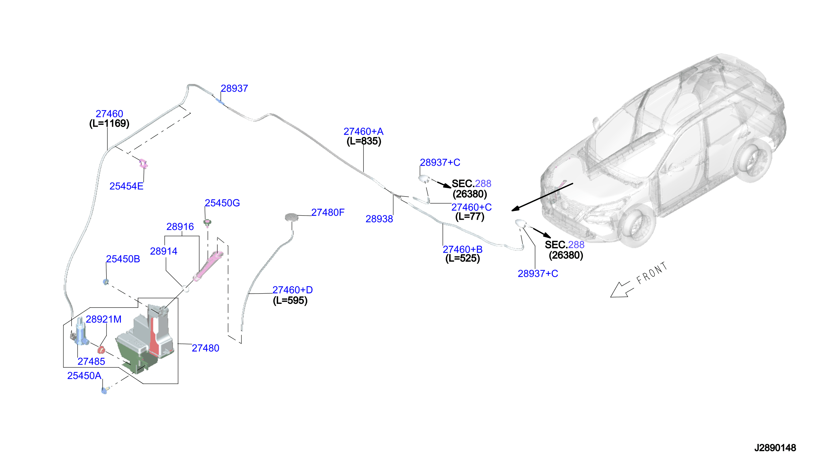 Diagram WINDSHIELD WASHER for your 2024 Nissan Rogue   