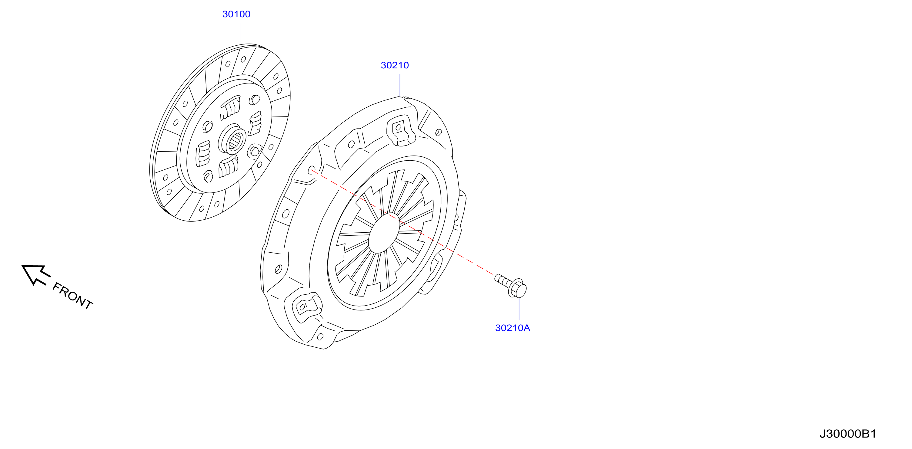 Diagram CLUTCH COVER,DISC & RELEASE PARTS for your 2017 Nissan Juke   