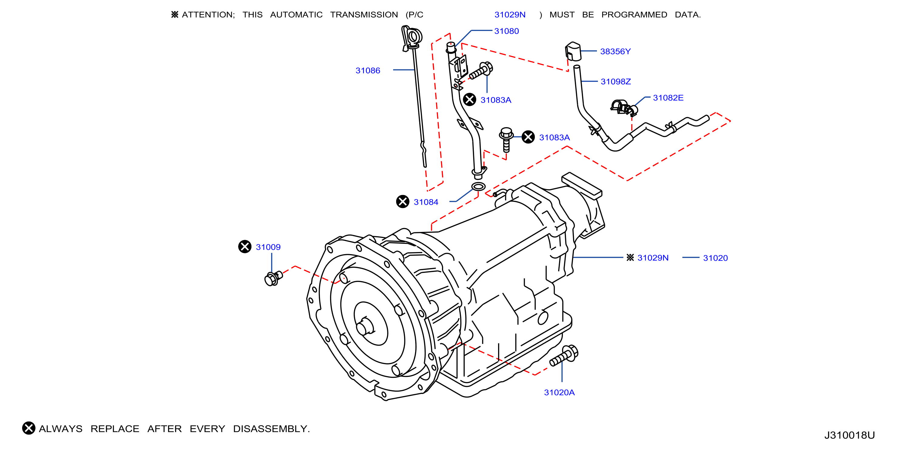 Diagram AUTO TRANSMISSION,TRANSAXLE & FITTING for your INFINITI EX35  