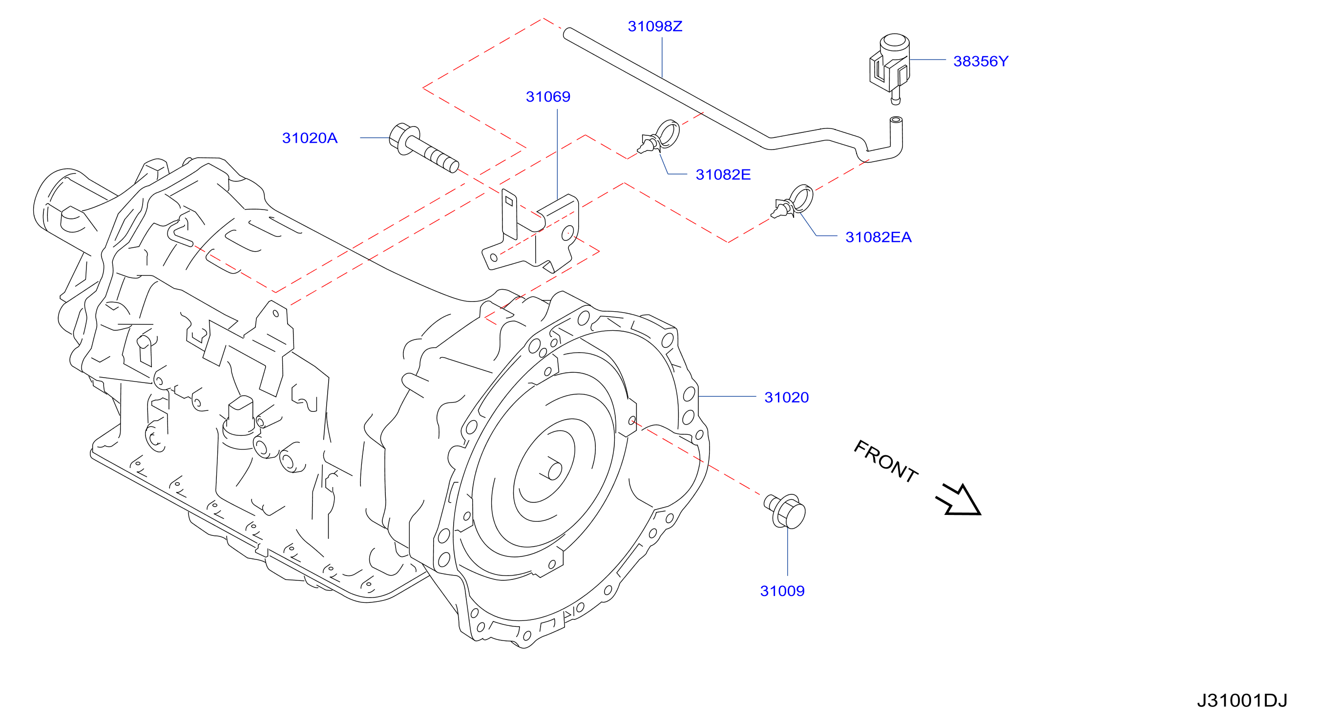 Diagram TRANS. AUT., TRANS. EJE DEL. Y AJUSTE for your INFINITI