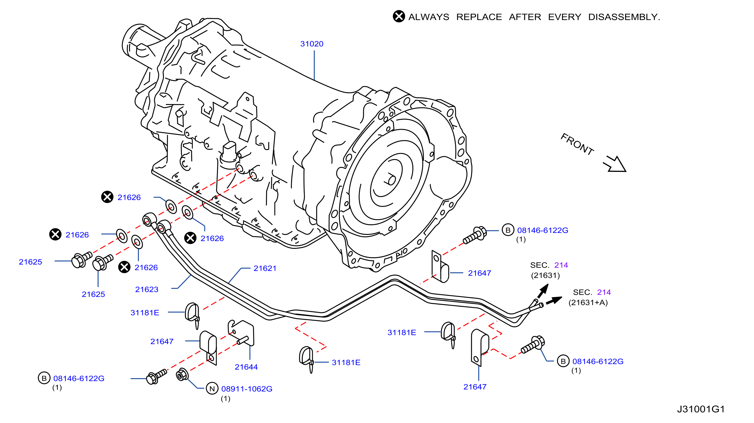 Diagram TRANS. AUT., TRANS. EJE DEL. Y AJUSTE for your INFINITI