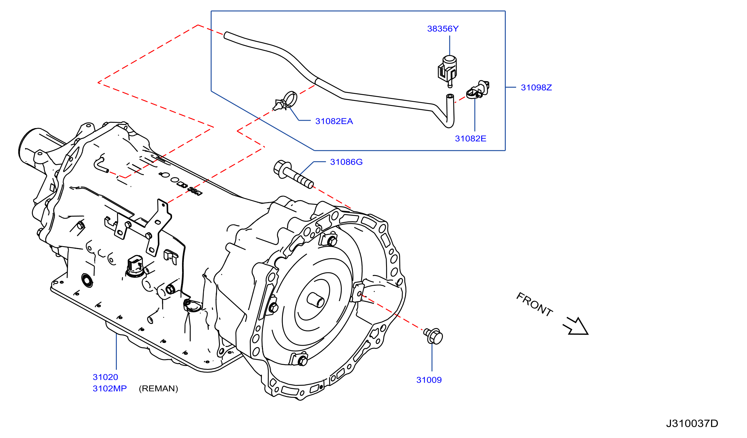 Diagram AUTO TRANSMISSION,TRANSAXLE & FITTING for your 2024 INFINITI QX50  WAGON ESSENTIAL 