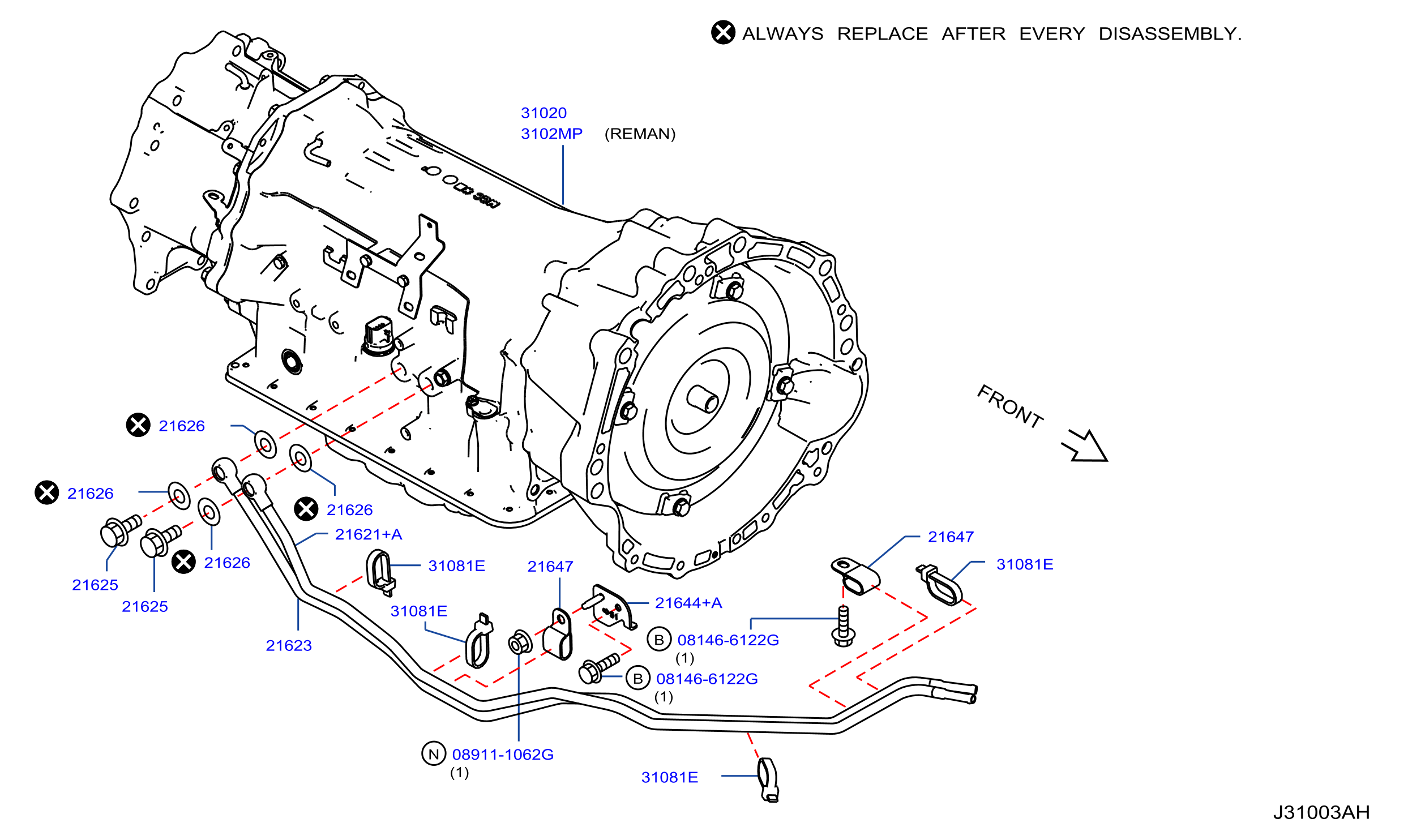 Diagram AUTO TRANSMISSION,TRANSAXLE & FITTING for your 2024 INFINITI QX50  WAGON ESSENTIAL 