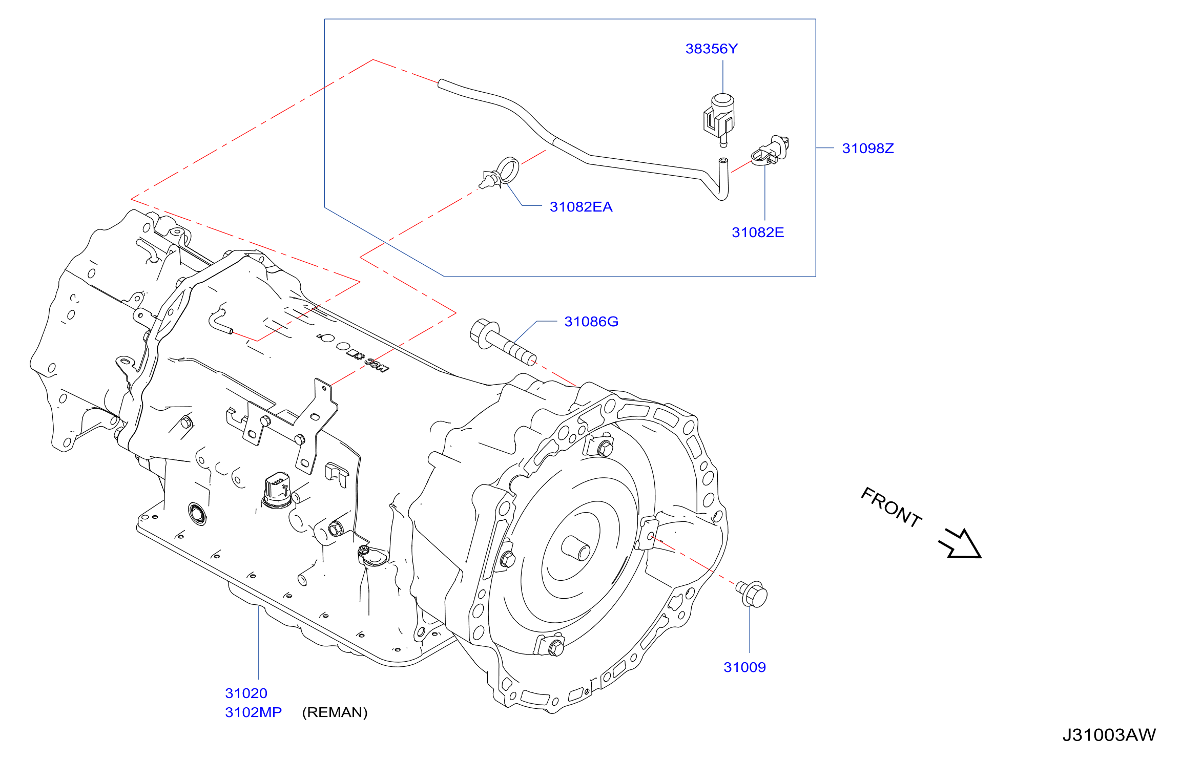 Diagram AUTO TRANSMISSION,TRANSAXLE & FITTING for your 2024 INFINITI QX50  WAGON ESSENTIAL 