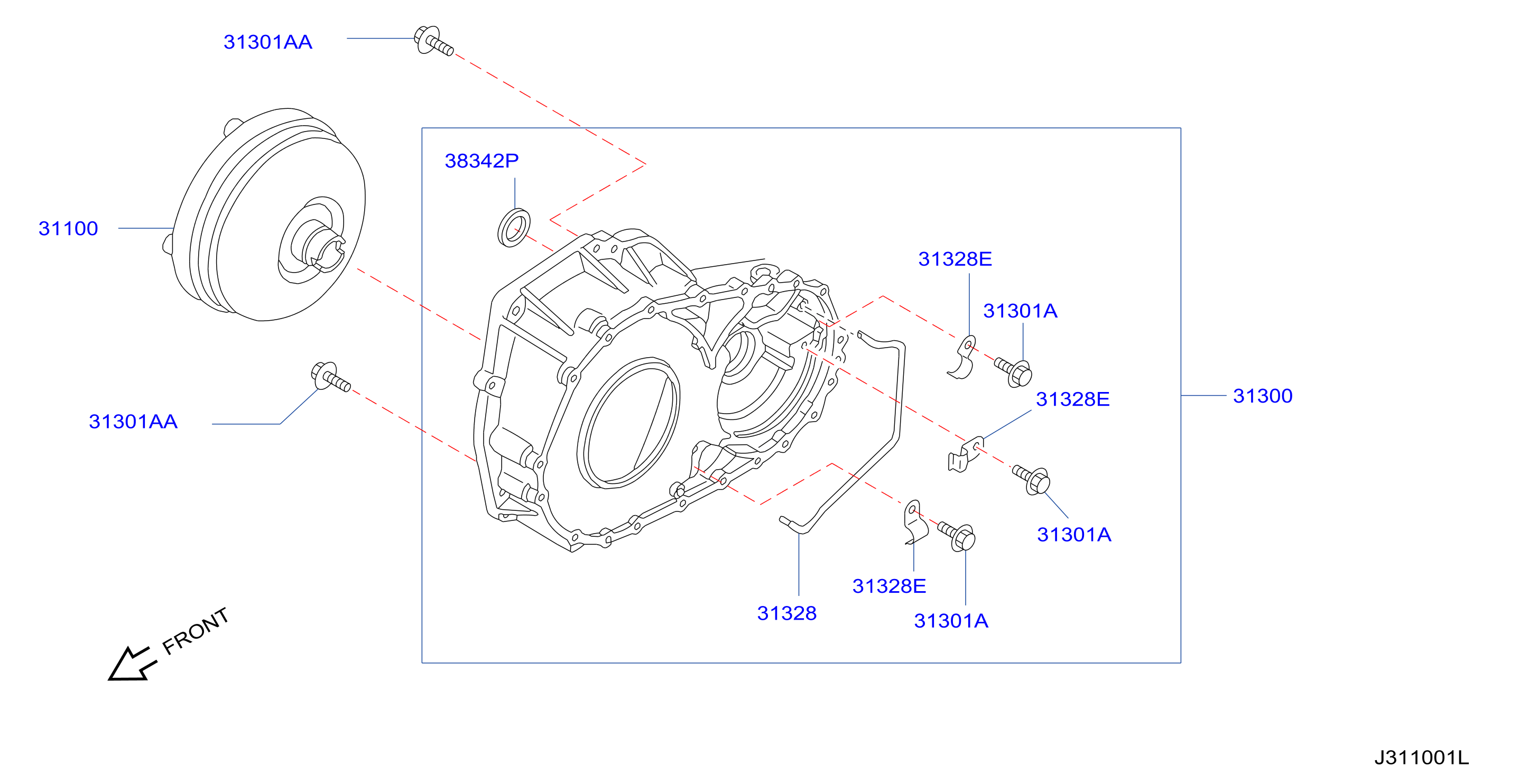 Diagram TORQUE CONVERTER,HOUSING & CASE for your INFINITI I30  