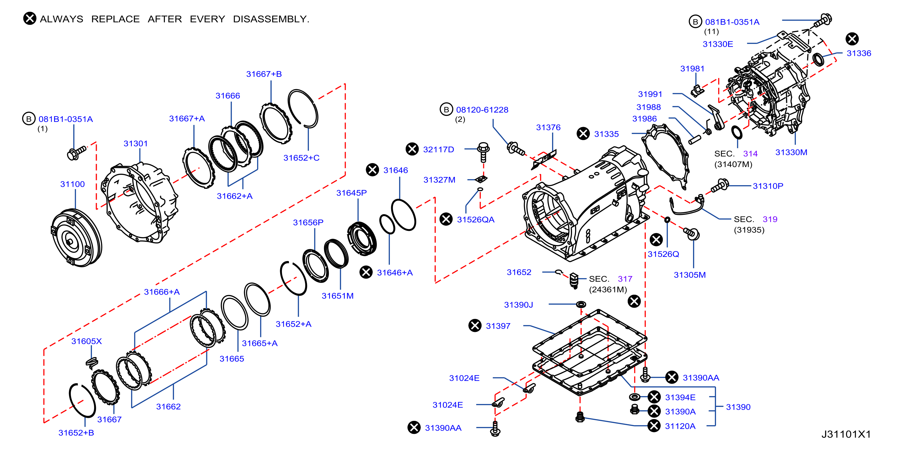 Diagram CONVERTIDOR PAR, CARCAZA Y CAJA for your INFINITI