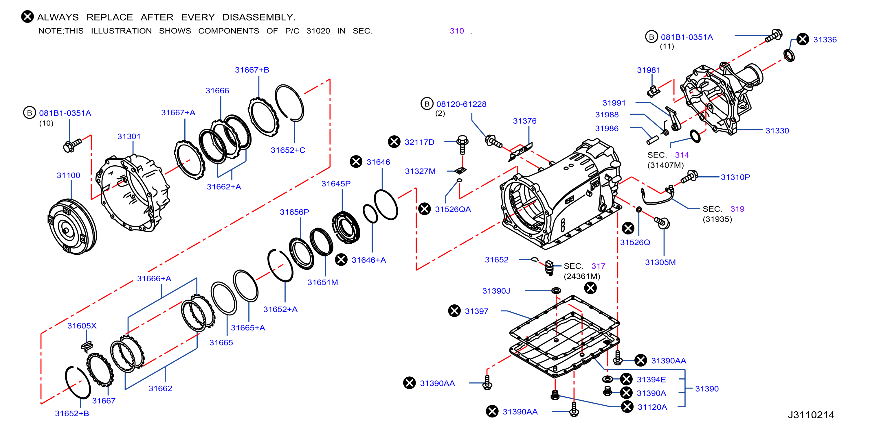 Diagram CONVERTIDOR PAR, CARCAZA Y CAJA for your INFINITI