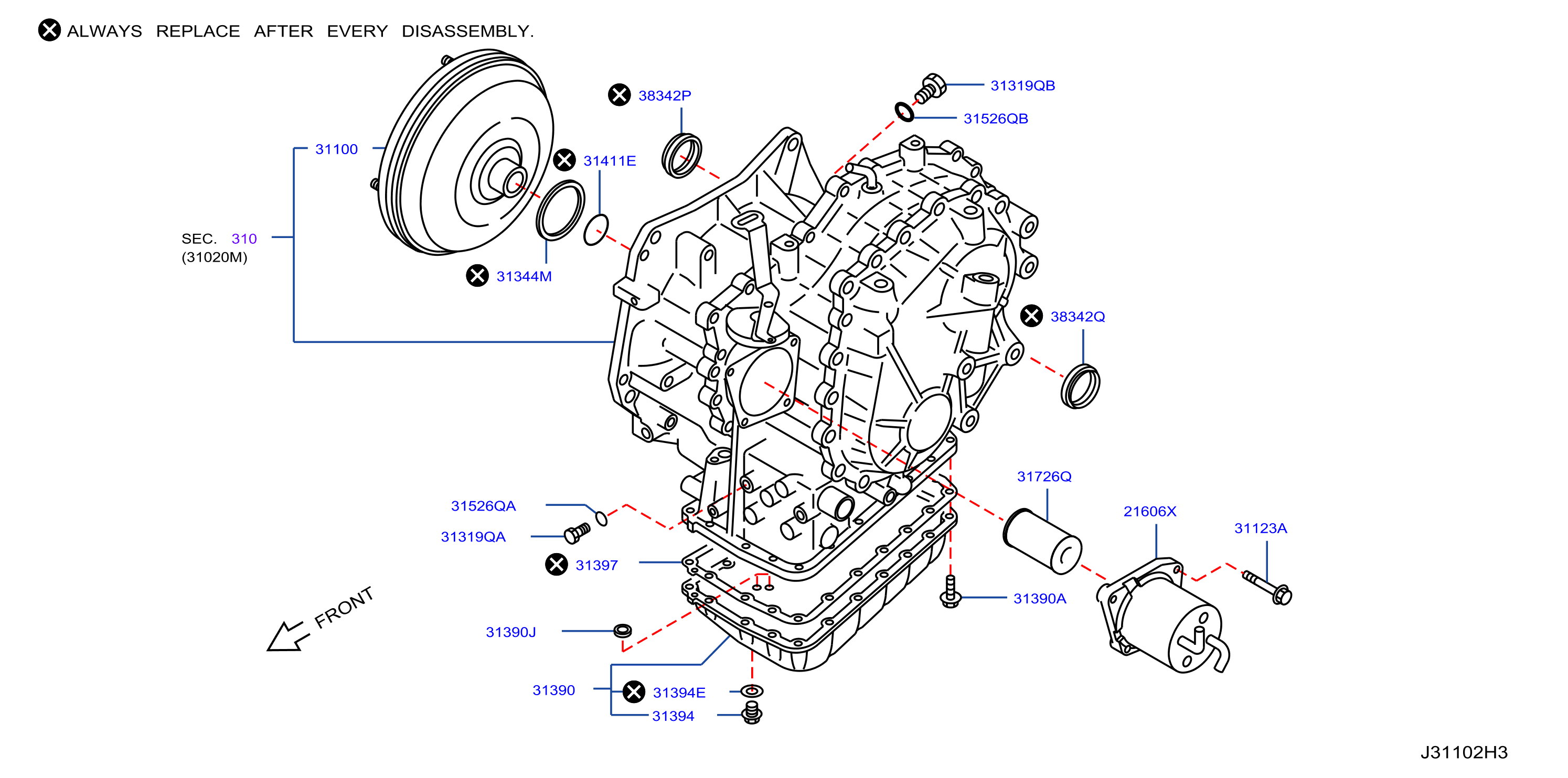 38342-3TX0A - Seal Oil, Differential Converter Housing 