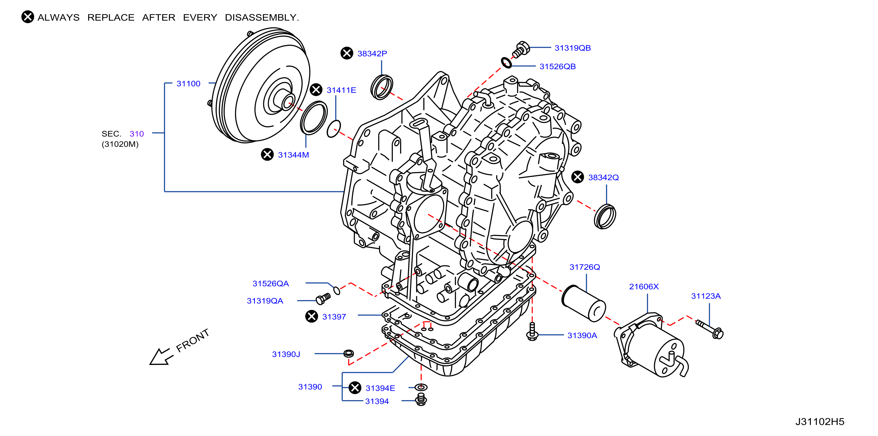 2021 Nissan GT-R Transmission Oil Pan Gasket - 31397-1XF0C 