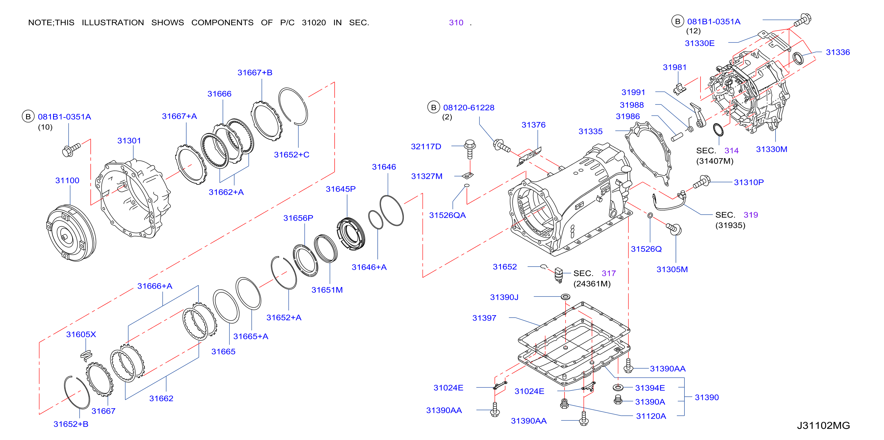 Diagram TORQUE CONVERTER,HOUSING & CASE for your 2006 INFINITI M35   