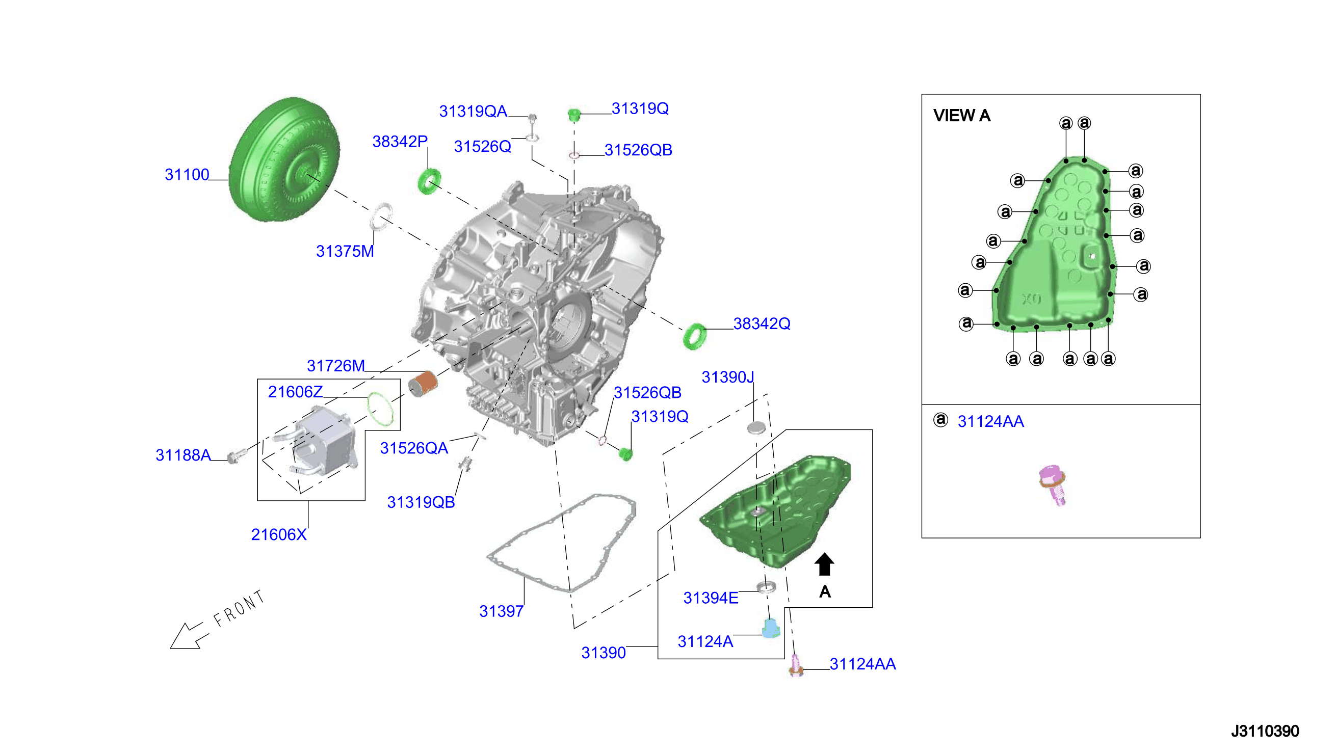 Diagram TORQUE CONVERTER,HOUSING & CASE for your 2016 Nissan Altima SEDAN PLAT 2.5L CVT AWD 