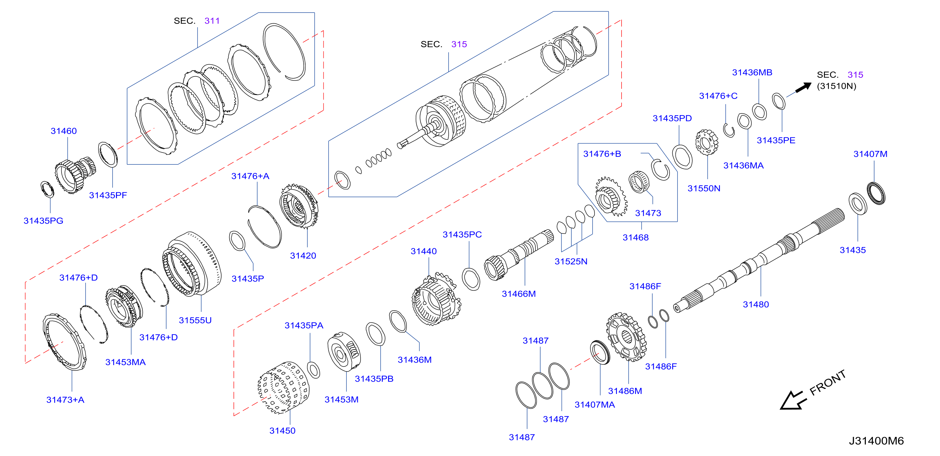 Diagram GOVERNOR,POWER TRAIN & PLANETARY GEAR for your 2009 INFINITI FX35   