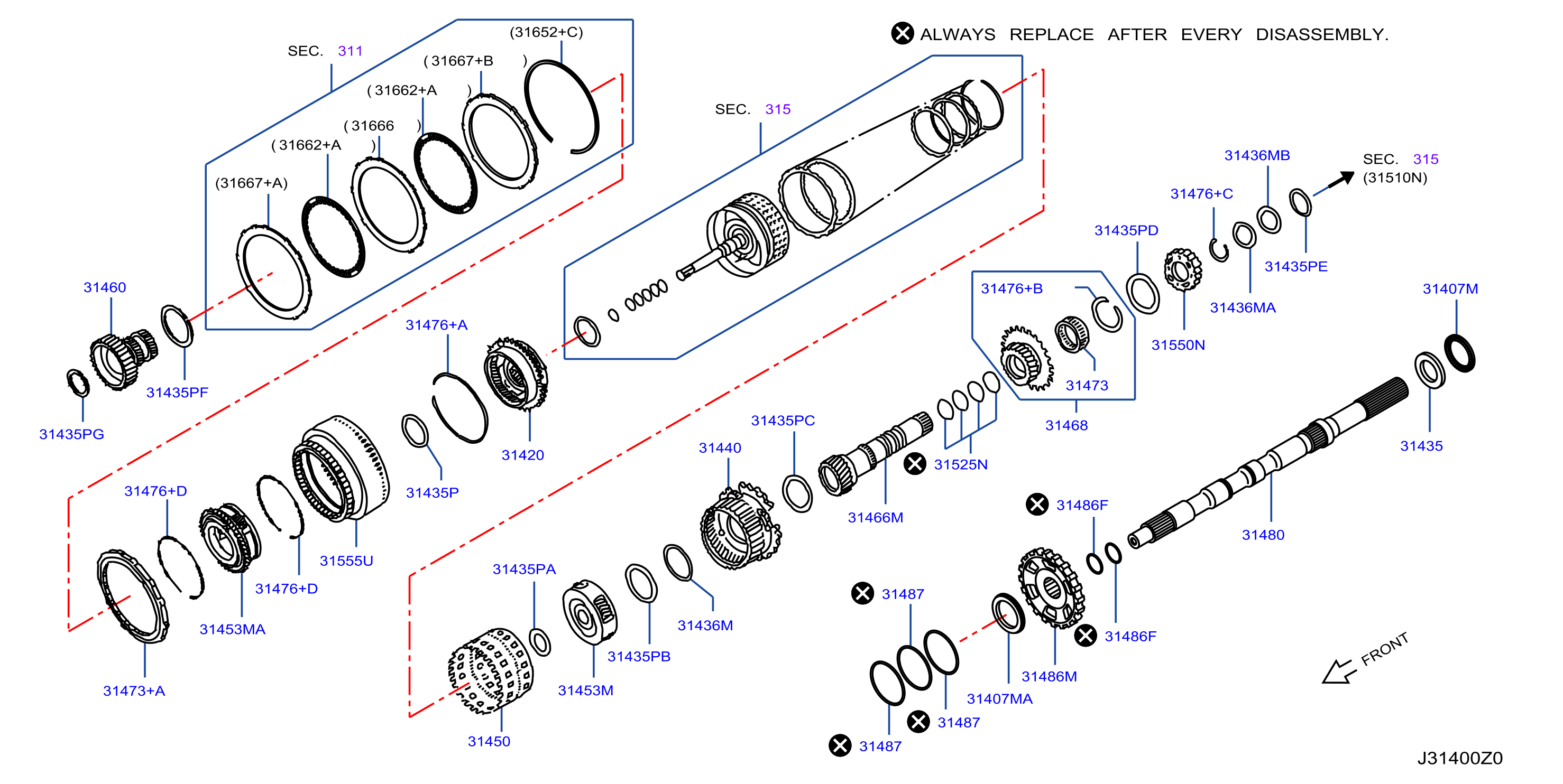 Diagram GOVERNOR,POWER TRAIN & PLANETARY GEAR for your 2011 Nissan Frontier Crew Cab S 4.0L V6 MT 4WD 