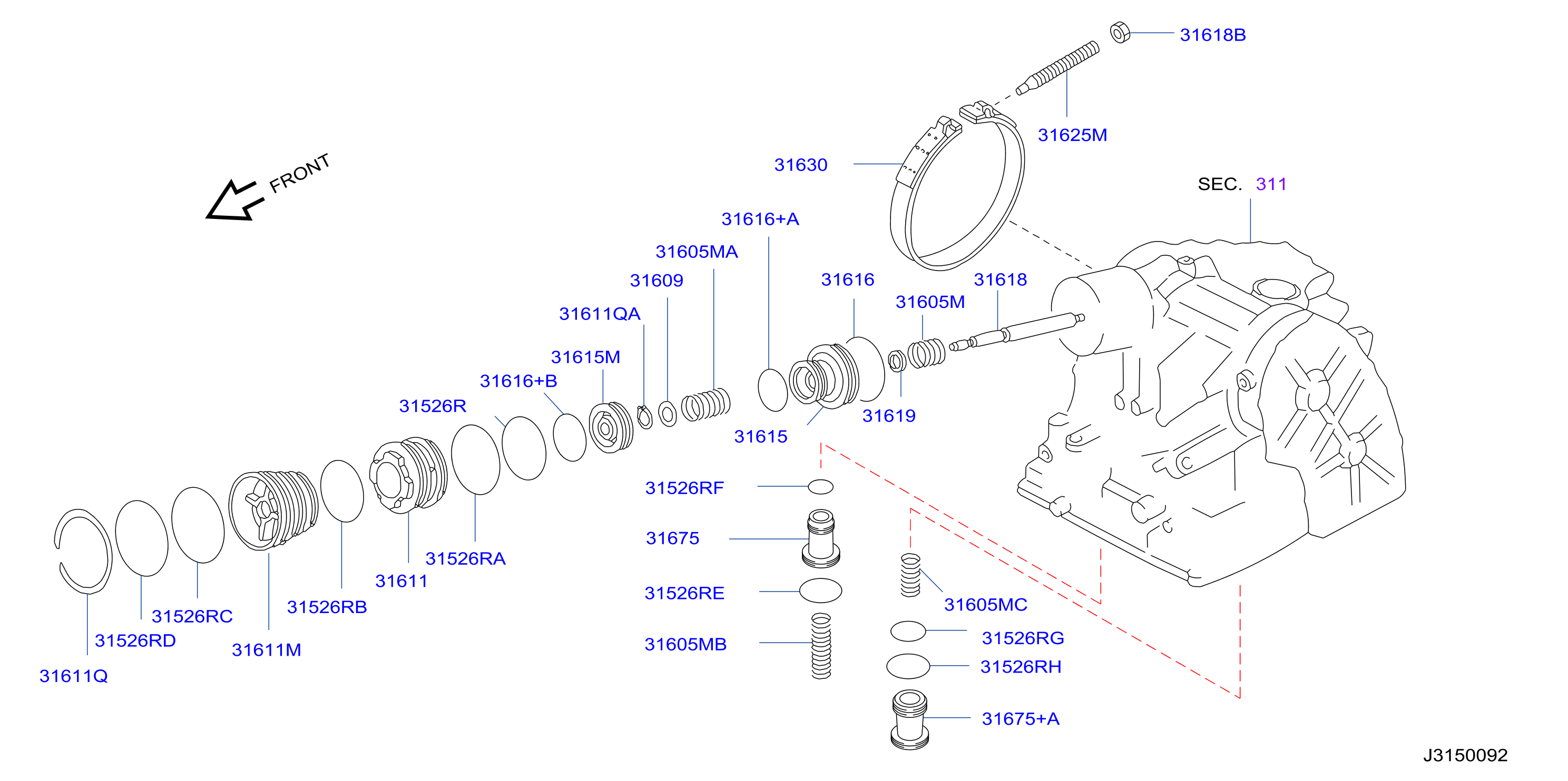 Full size assembly image of EMBRAGUE Y SERVO DE BANDA (1/4)
