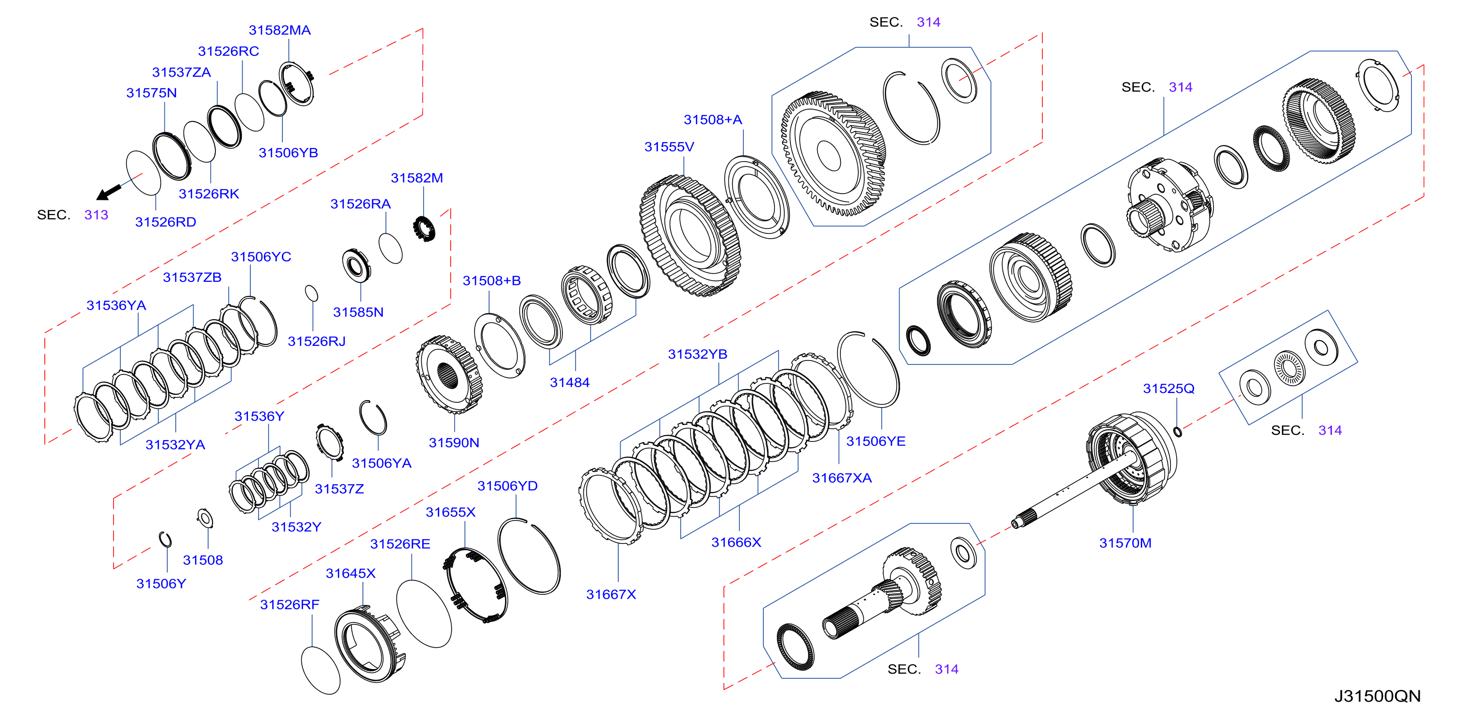 Diagram CLUTCH & BAND SERVO for your 2004 Nissan Maxima SEDAN SE 5 PASSENGER  