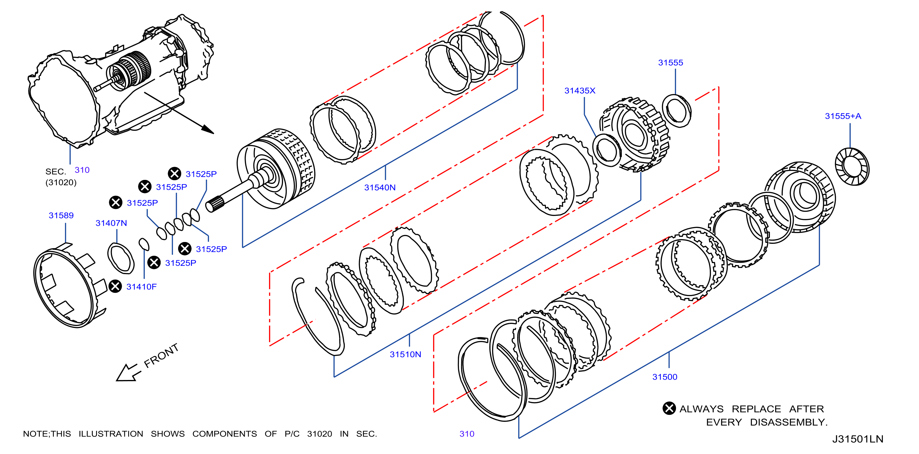 Diagram CLUTCH & BAND SERVO for your Nissan