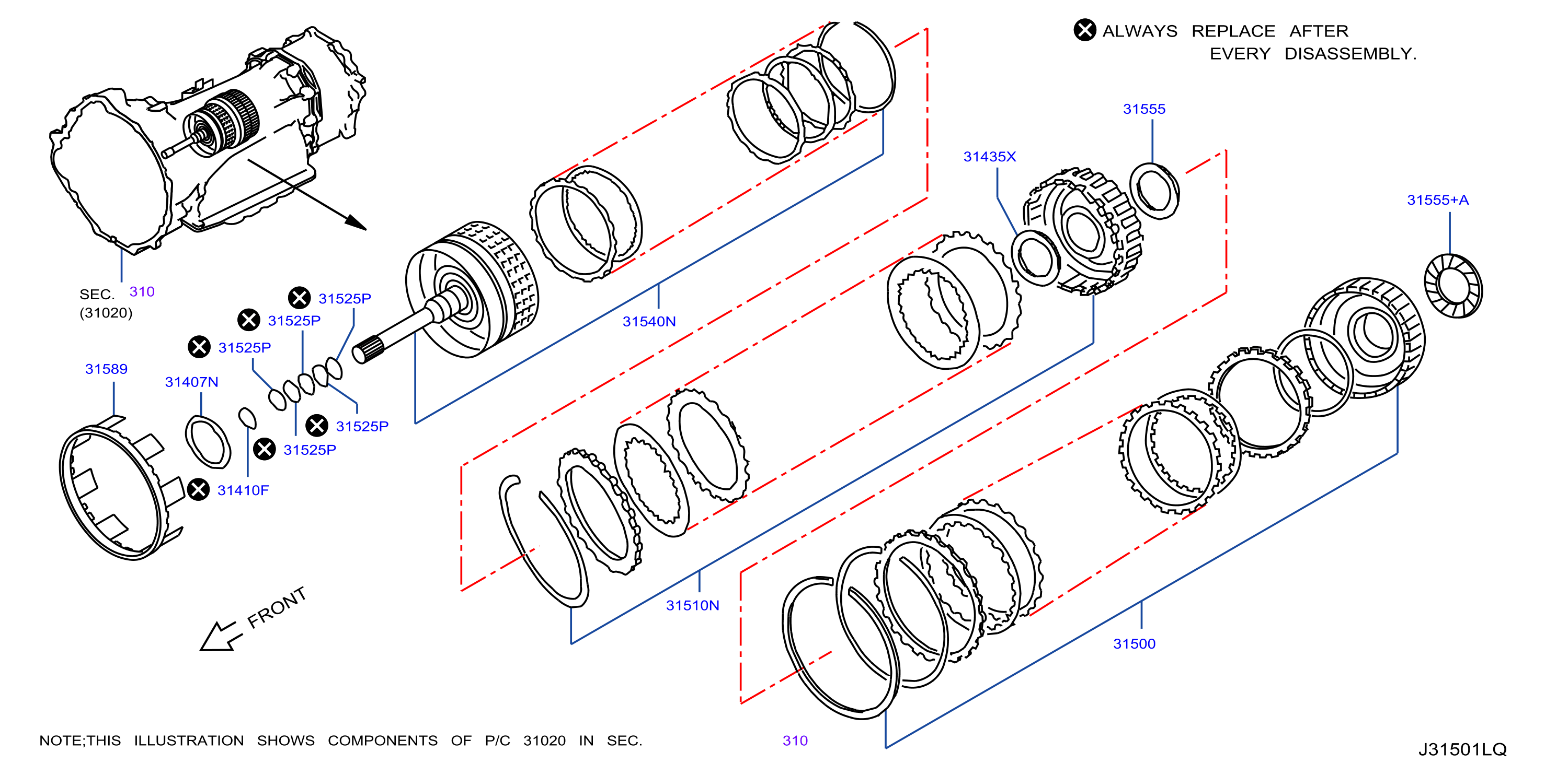 Diagram CLUTCH & BAND SERVO for your Nissan