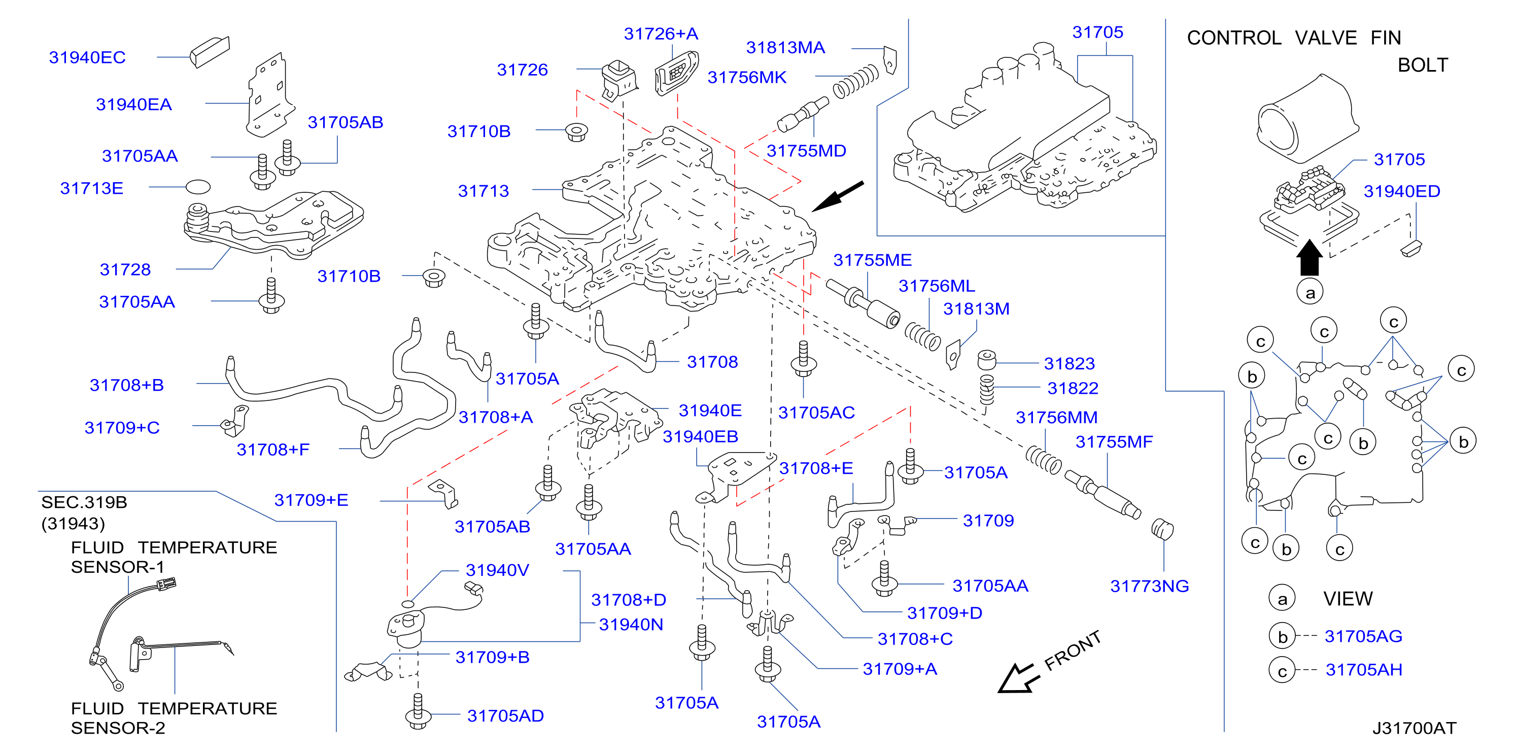 Diagram CONTROL VALVE (ATM) for your Nissan Pathfinder  