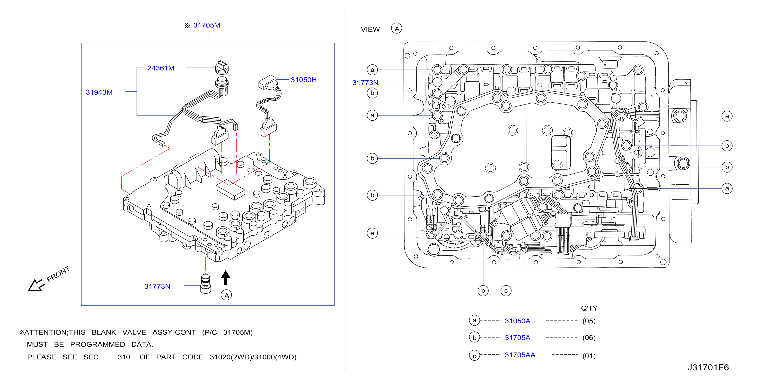 Diagram CONTROL VALVE (ATM) for your 1996 Nissan