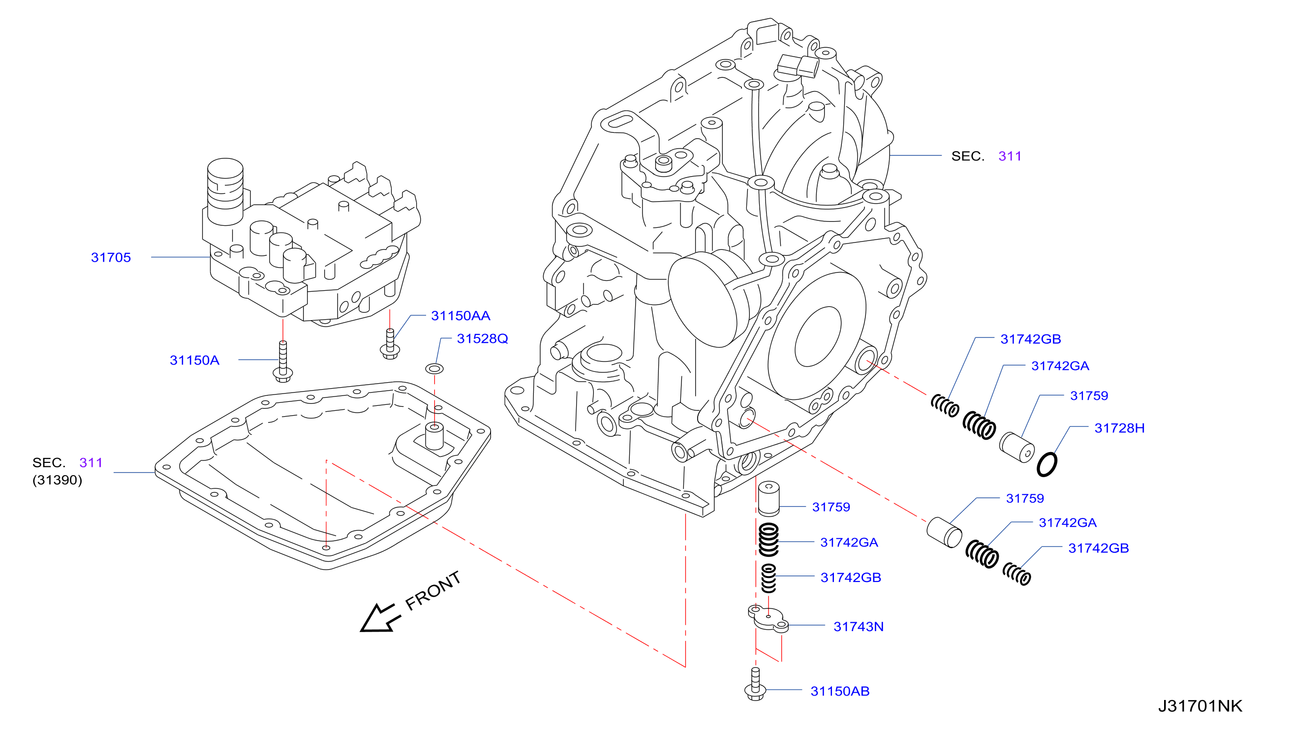 Diagram CONTROL VALVE (ATM) for your Nissan Versa  