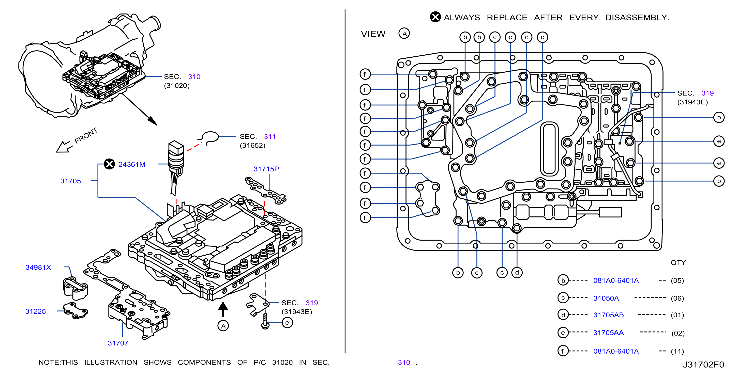 Diagram CONTROL VALVE (ATM) for your 2008 INFINITI G35 3.5L V6 MT 2WD SEDAN SPORT PREMIUM 
