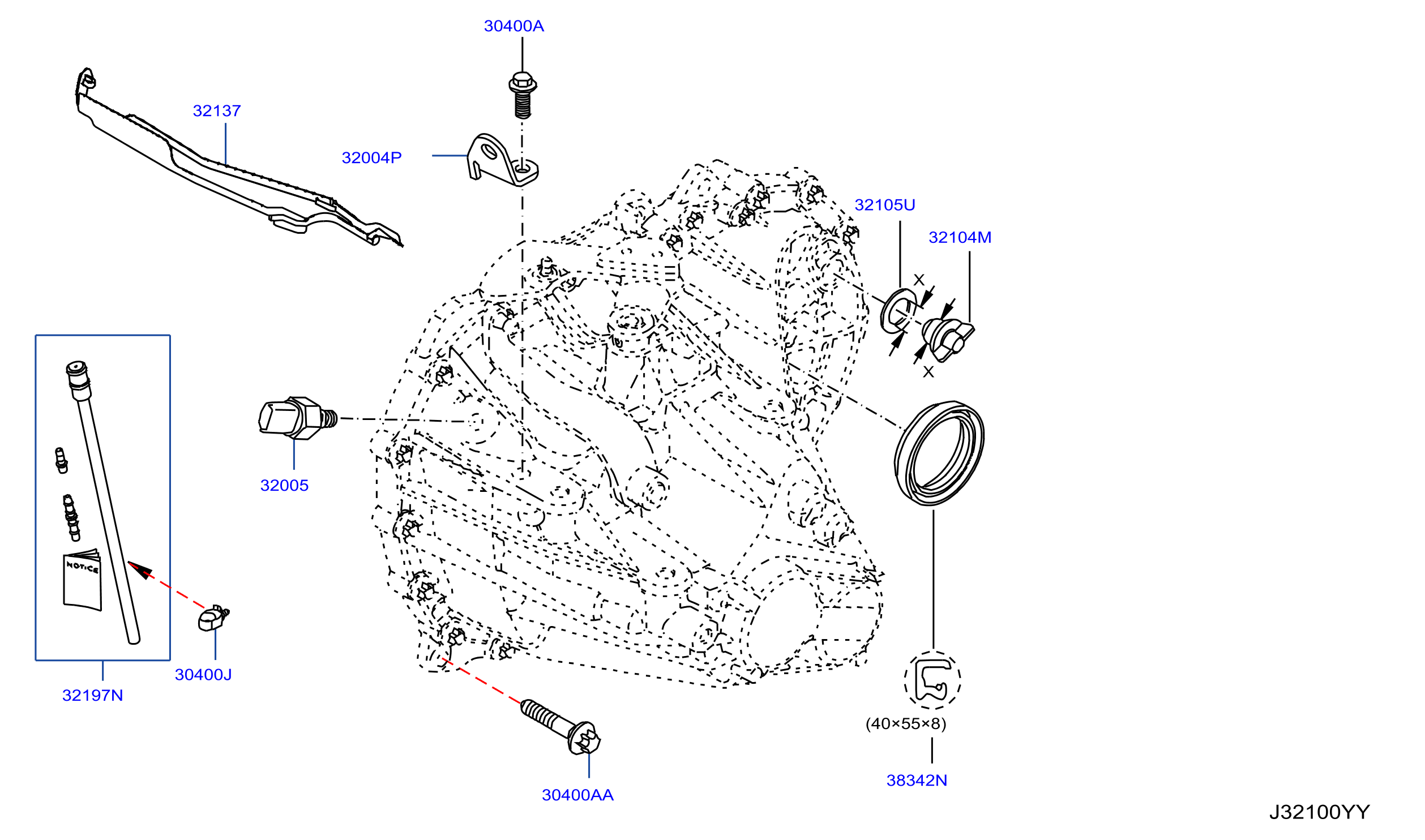 Diagram TRANSMISSION CASE & CLUTCH RELEASE for your 2020 Nissan Rogue Sport   
