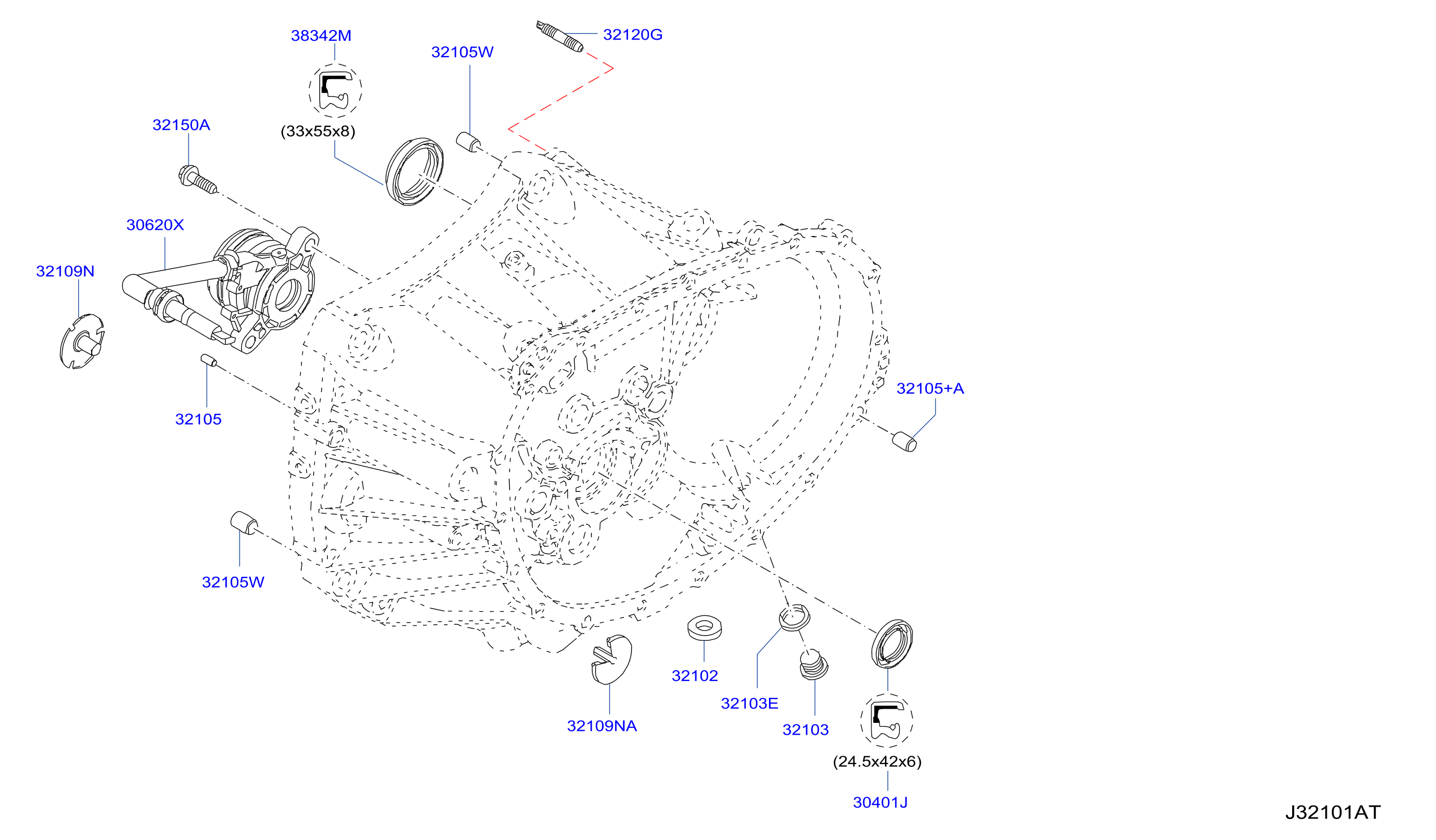 Diagram TRANSMISSION CASE & CLUTCH RELEASE for your 2020 Nissan Rogue Sport   