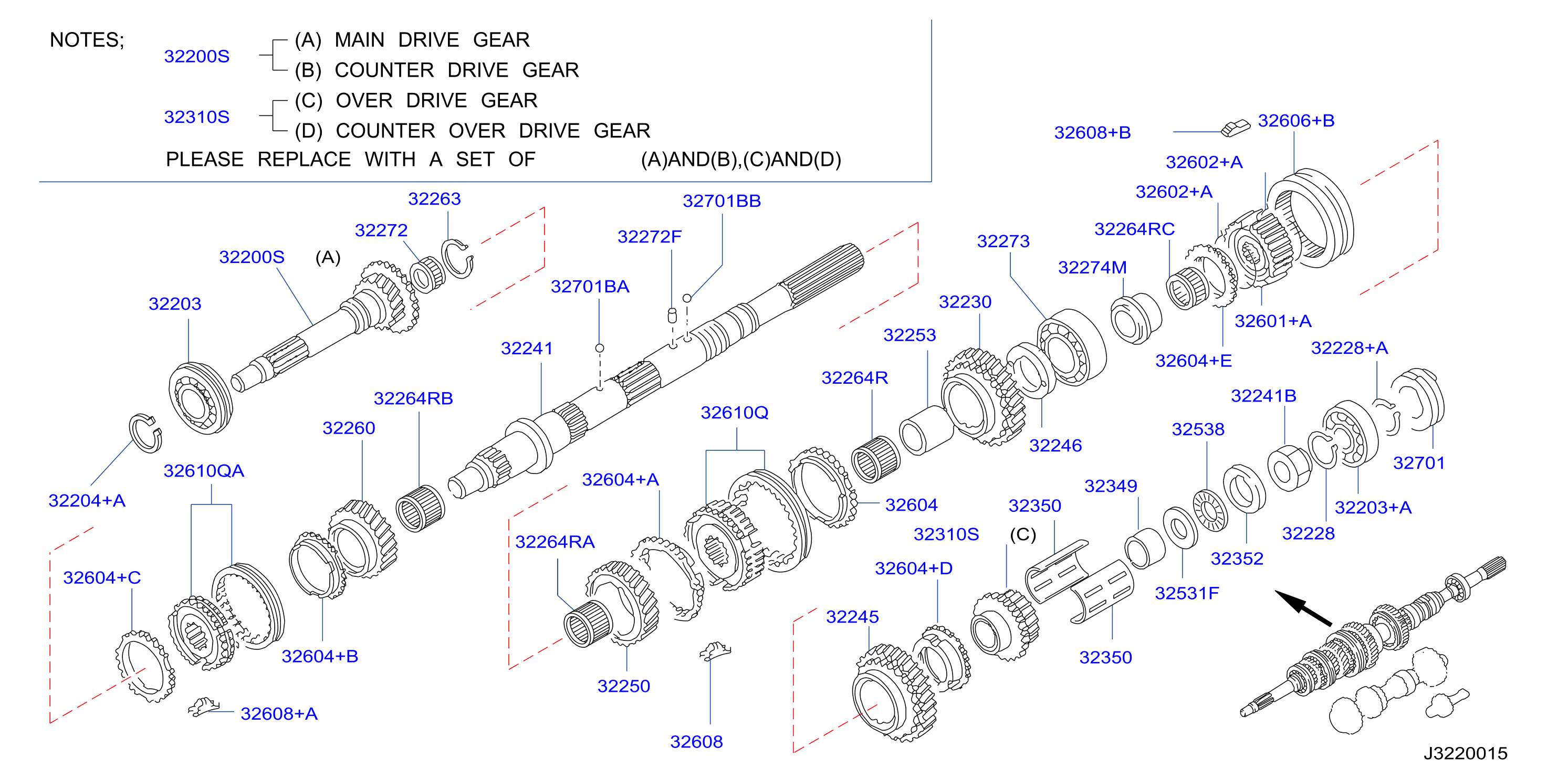 Diagram TRANSMISSION GEAR for your Nissan