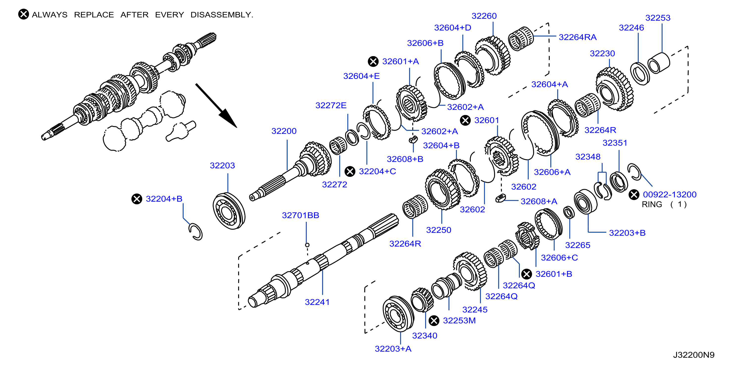 Diagram TRANSMISSION GEAR for your 2000 Nissan Pathfinder LE 3.3L V6 AT P/4WD 