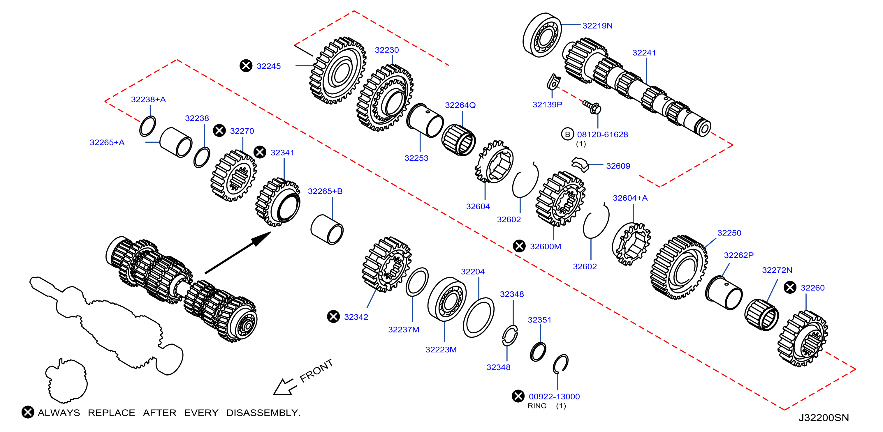 2010 Nissan Armada Manual Transmission Countershaft Bearing