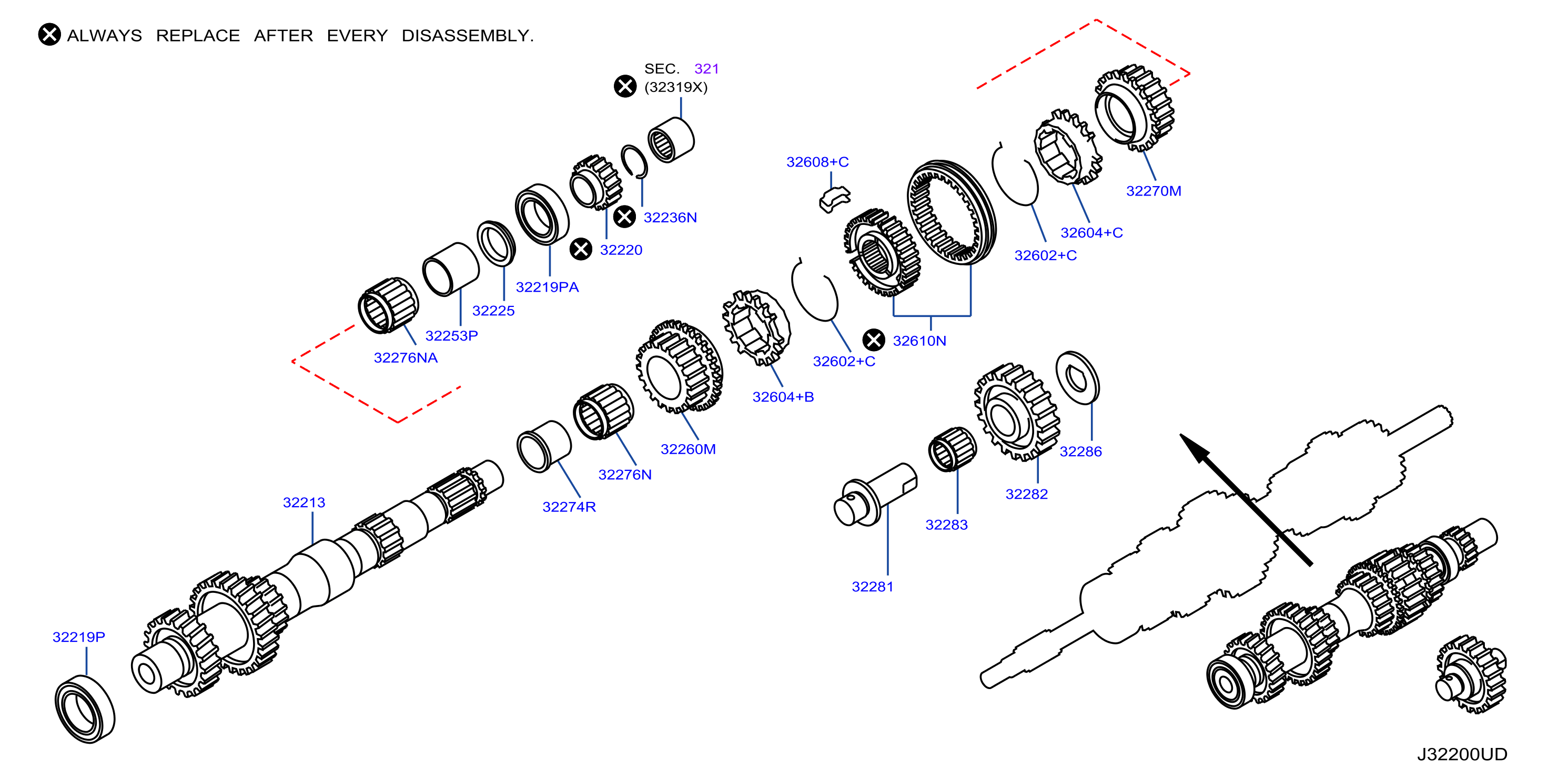 Diagram TRANSMISSION GEAR for your 1995 INFINITI