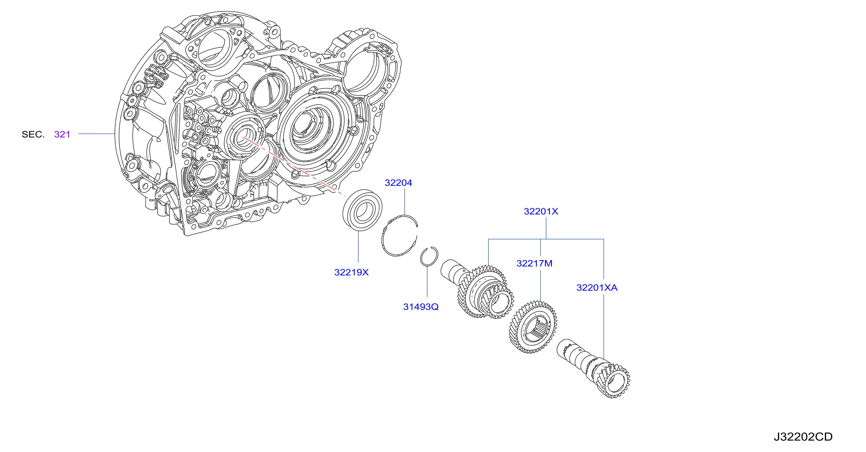 Diagram TRANSMISSION GEAR for your INFINITI QX30  XOVER-CH