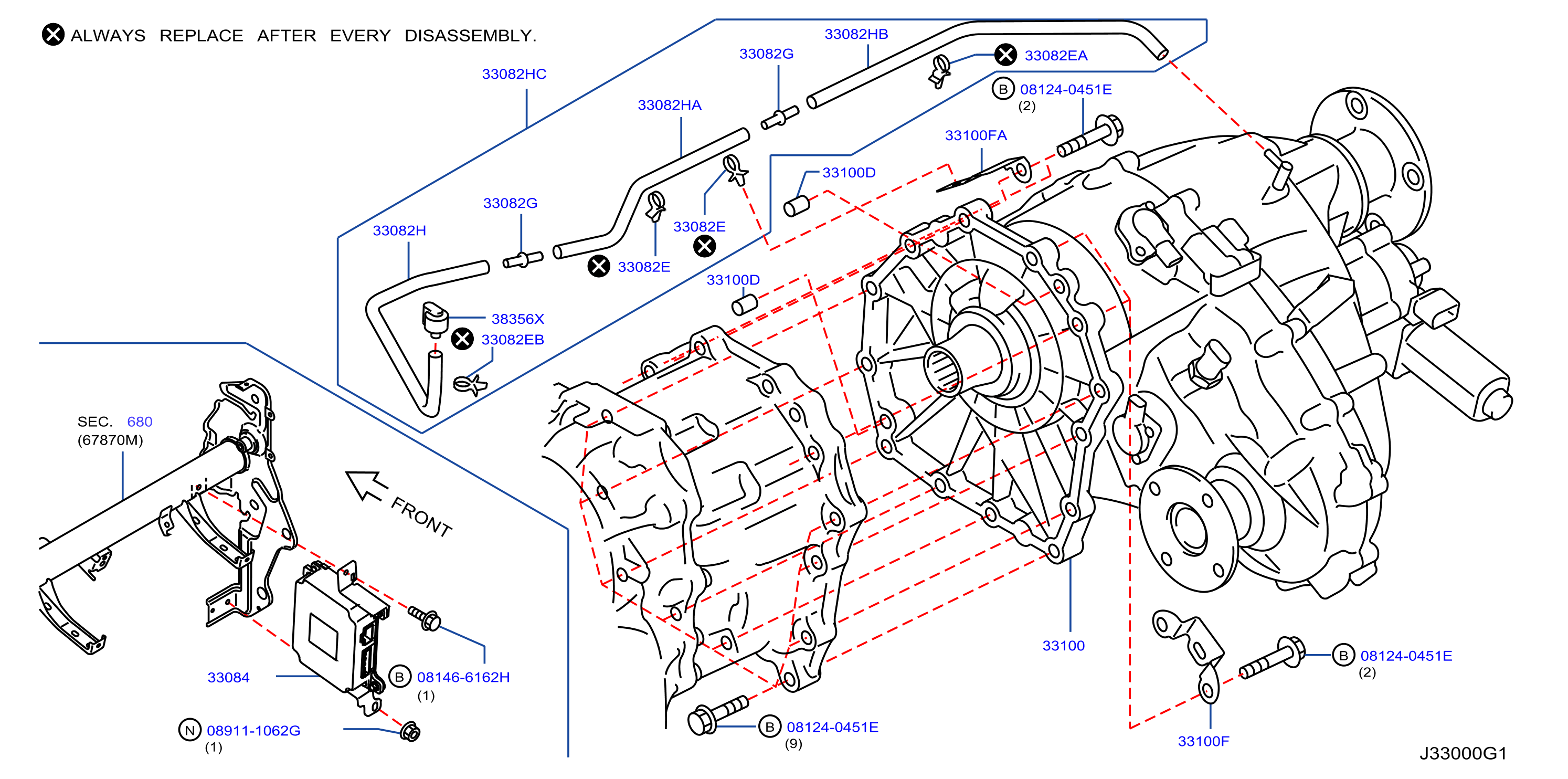 Diagram TRANSFER ASSEMBLY & FITTING for your INFINITI