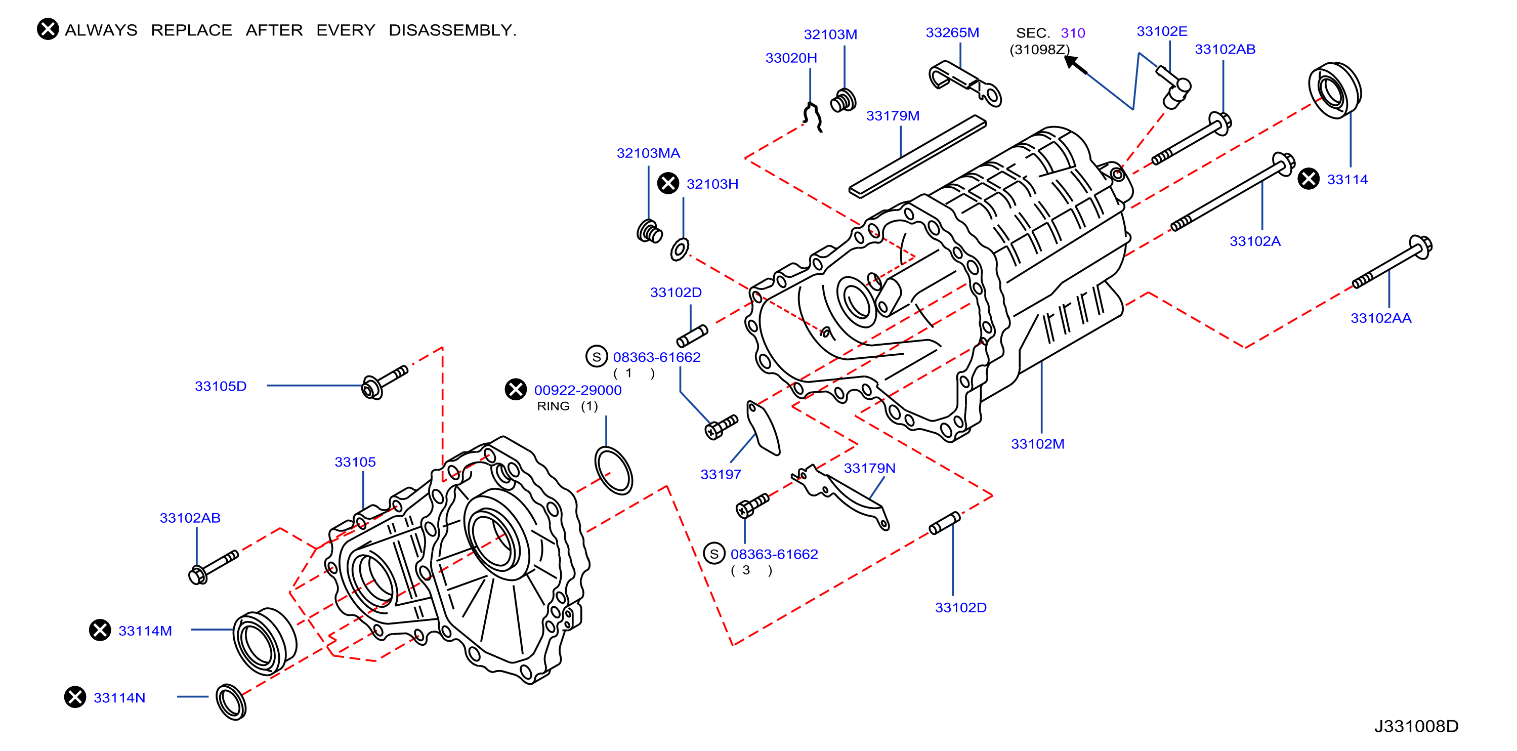 Diagram TRANSFER CASE for your 2014 INFINITI QX50 2.0L VC-Turbo CVT AWD WAGON LUXE 