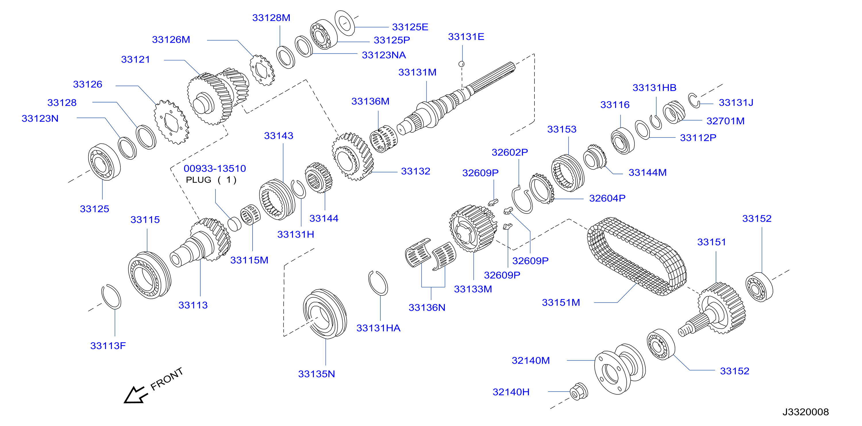 Diagram TRANSFER GEAR for your 1997 Nissan Altima   