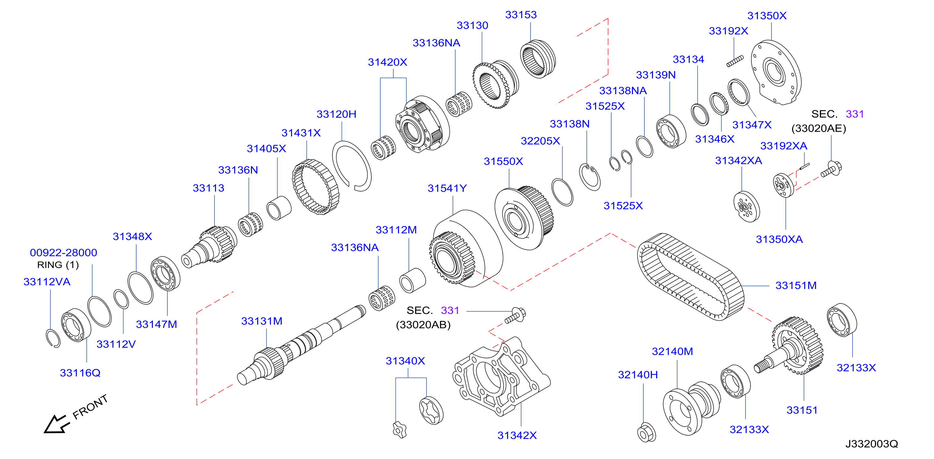 Diagram ENGRANAJE DE LA TRANSFERENCIA for your 2020 Nissan Frontier Crew Cab PRO-4X  