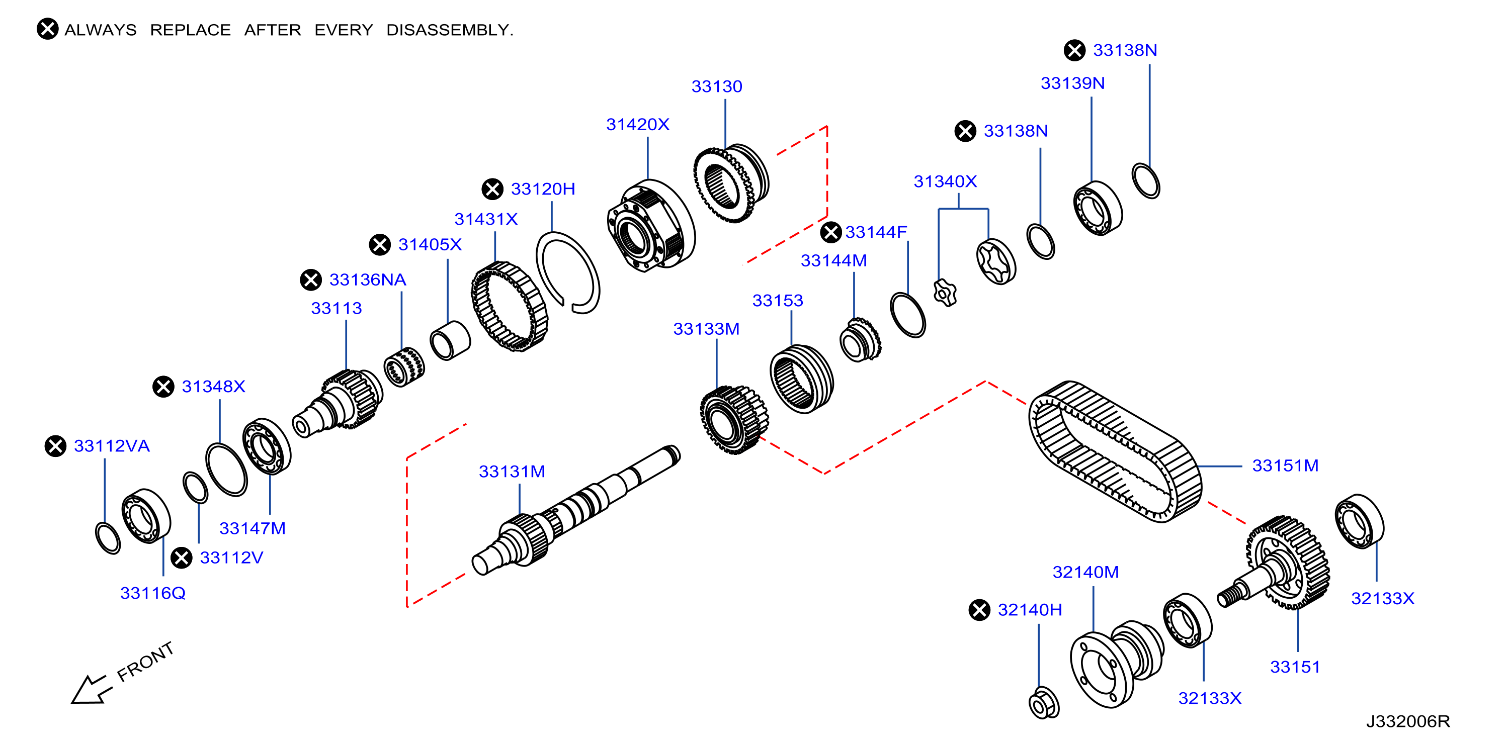 Diagram ENGRANAJE DE LA TRANSFERENCIA for your 2020 Nissan Frontier   