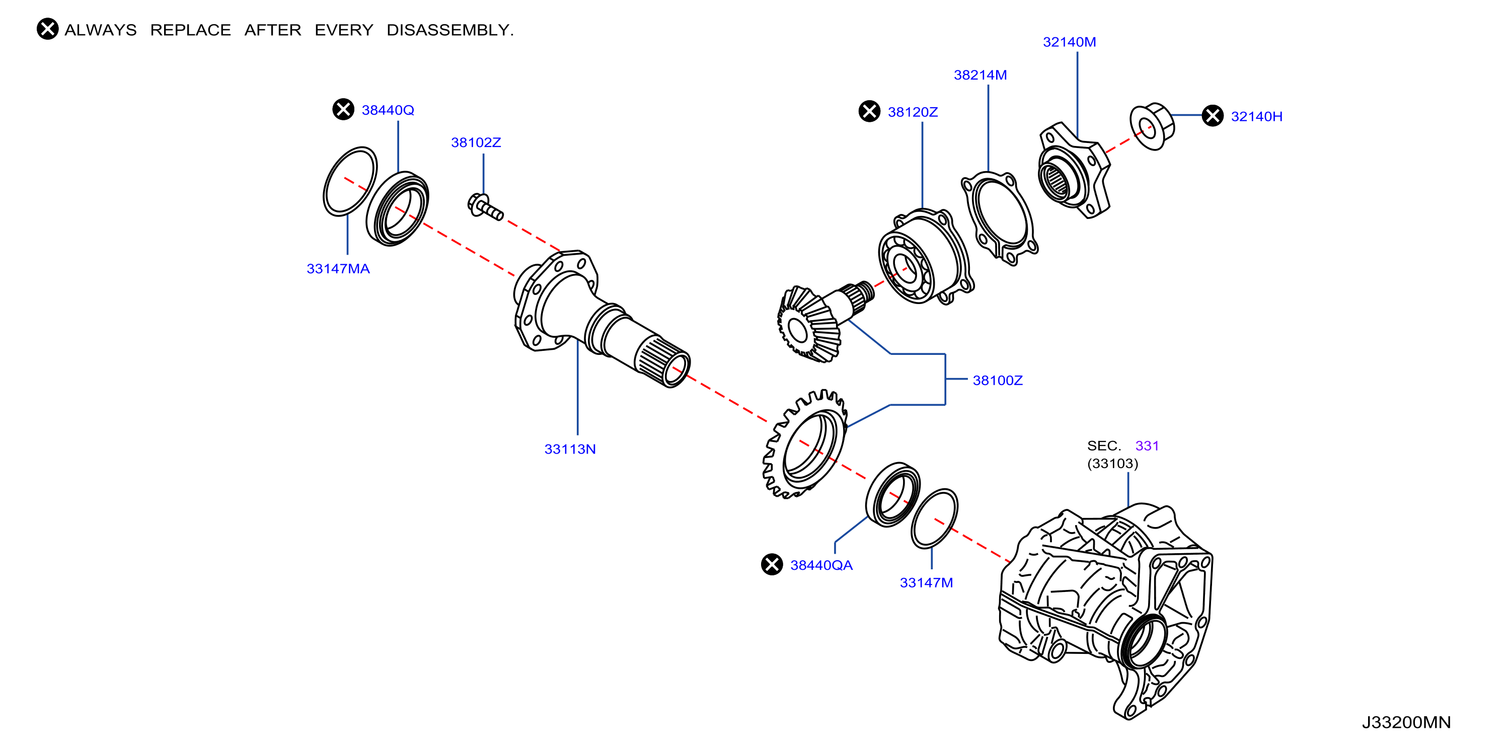 Diagram TRANSFER GEAR for your 2010 Nissan Murano   