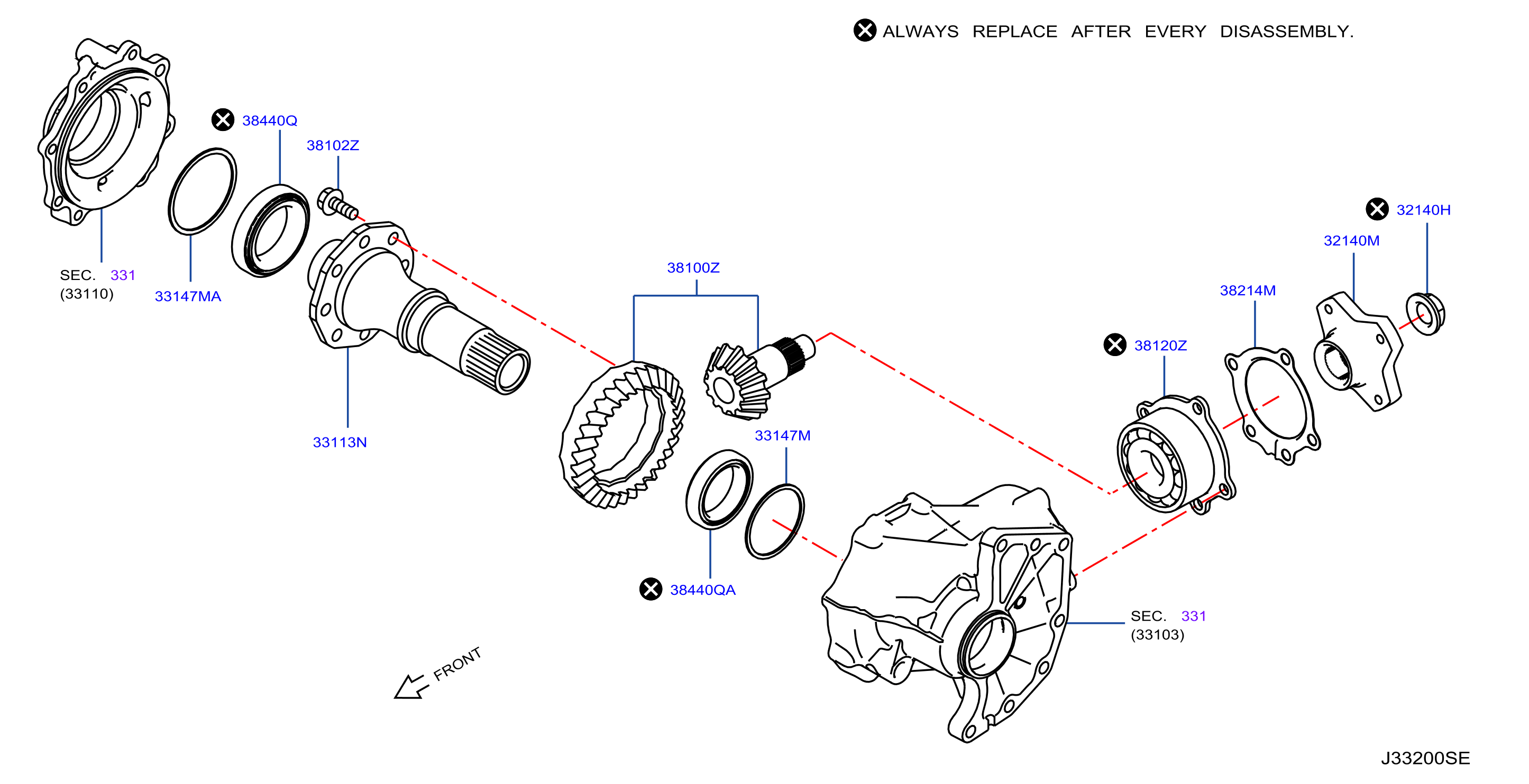 Diagram TRANSFER GEAR for your 2009 Nissan Murano   