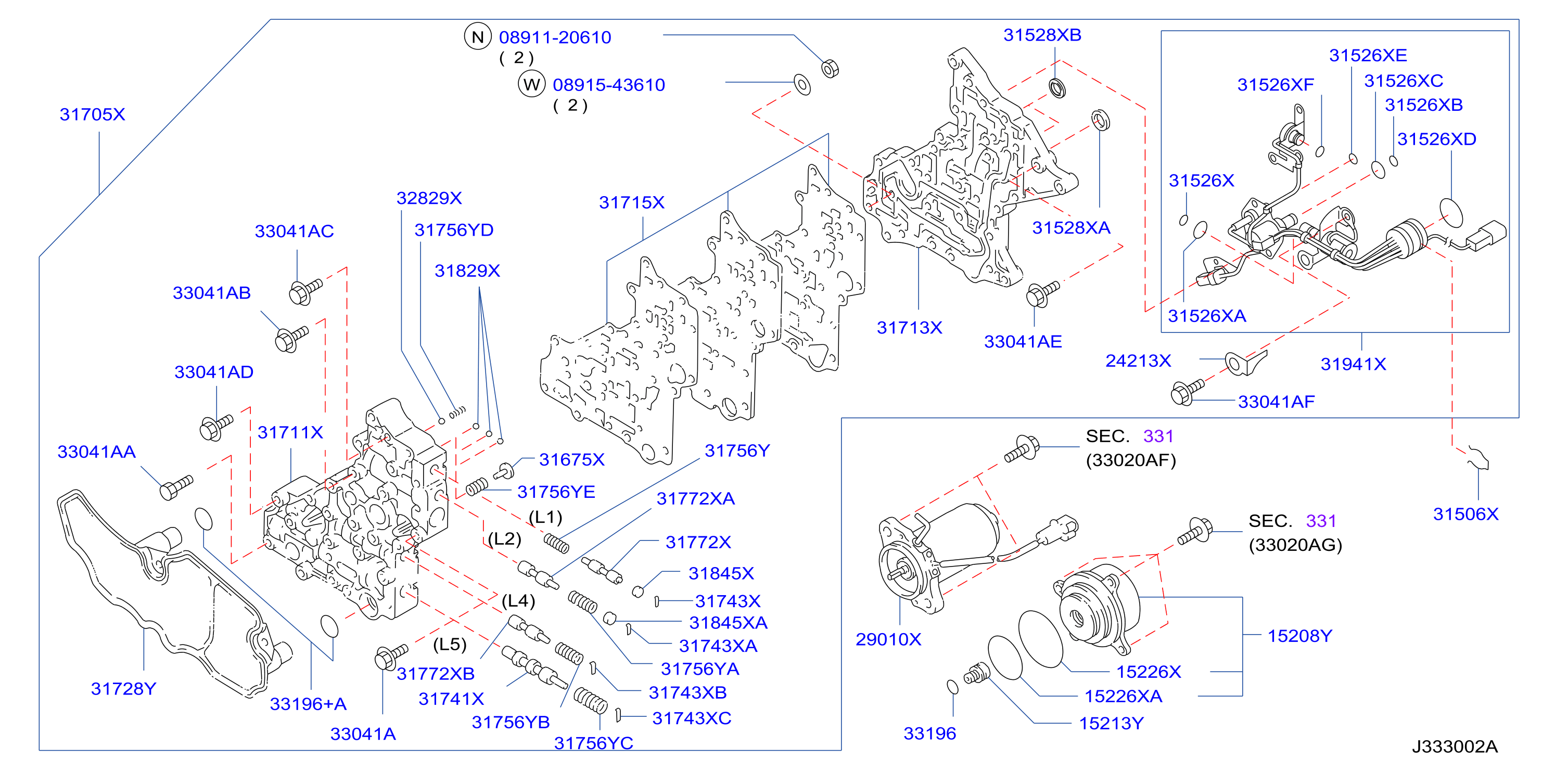 Diagram TRANSFER SHIFT LEVER,FORK & CONTROL for your Nissan Pathfinder  
