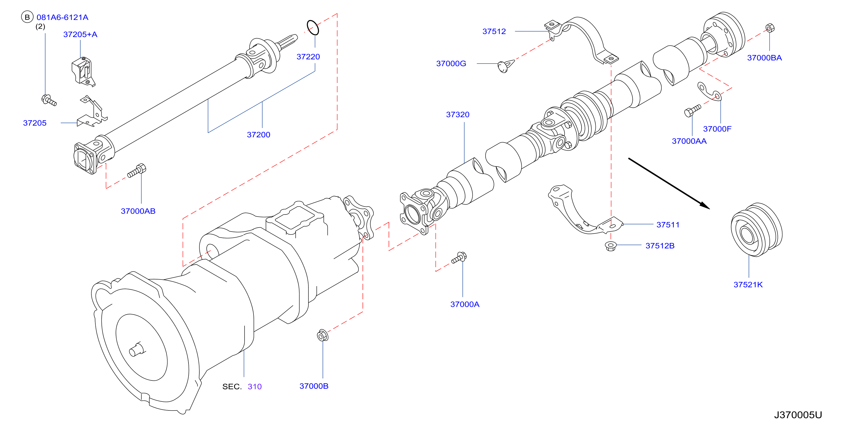 Diagram PROPELLER SHAFT for your 1996 INFINITI