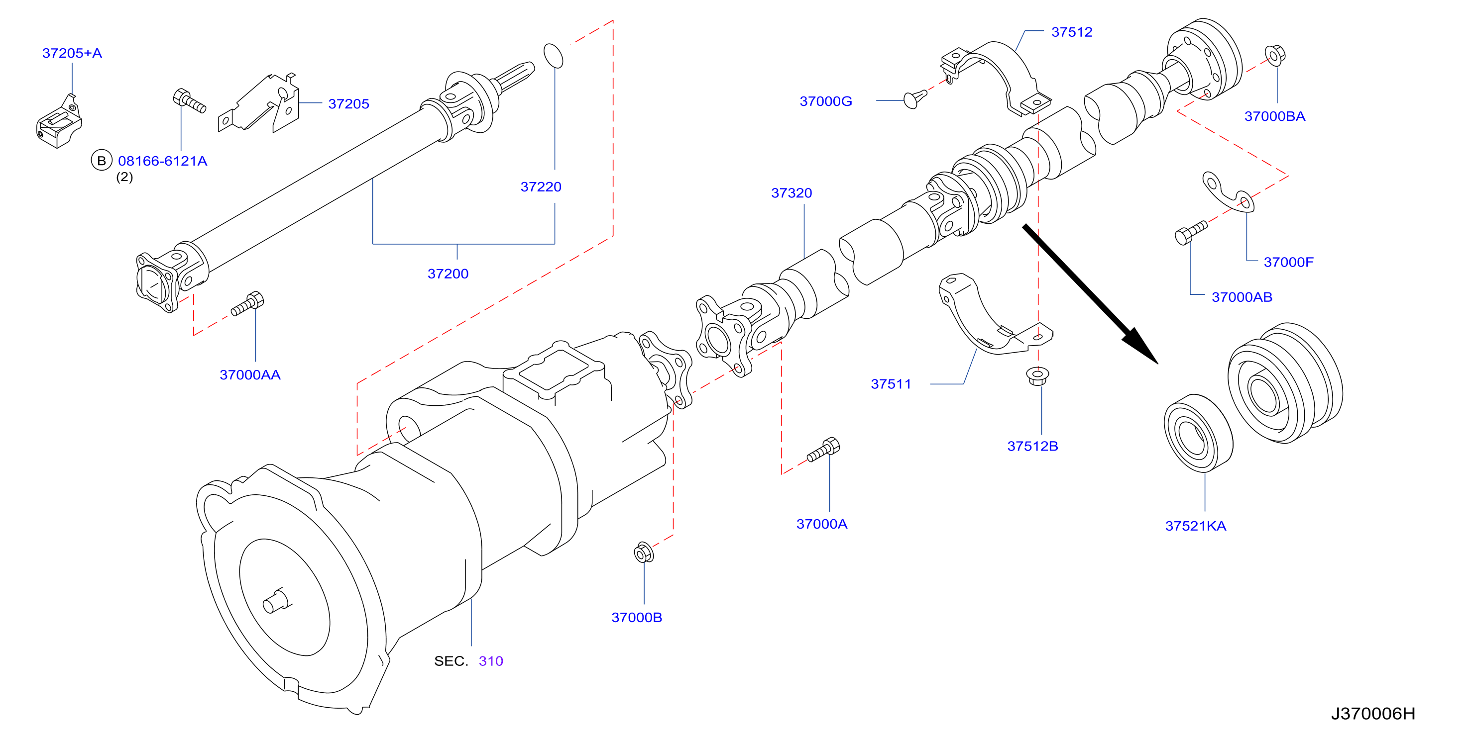 Diagram PROPELLER SHAFT for your 2008 INFINITI M35   