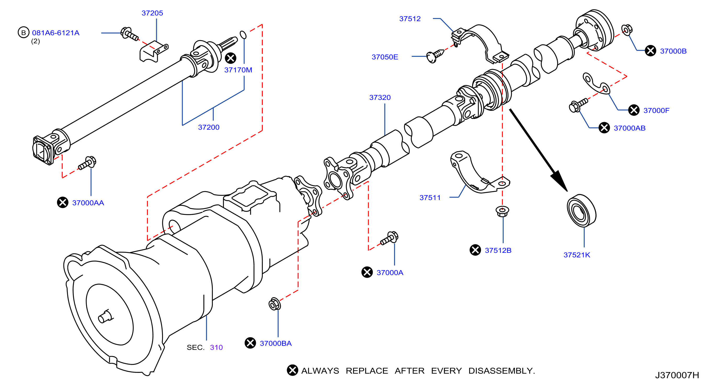 Diagram PROPELLER SHAFT for your 2007 INFINITI M45   