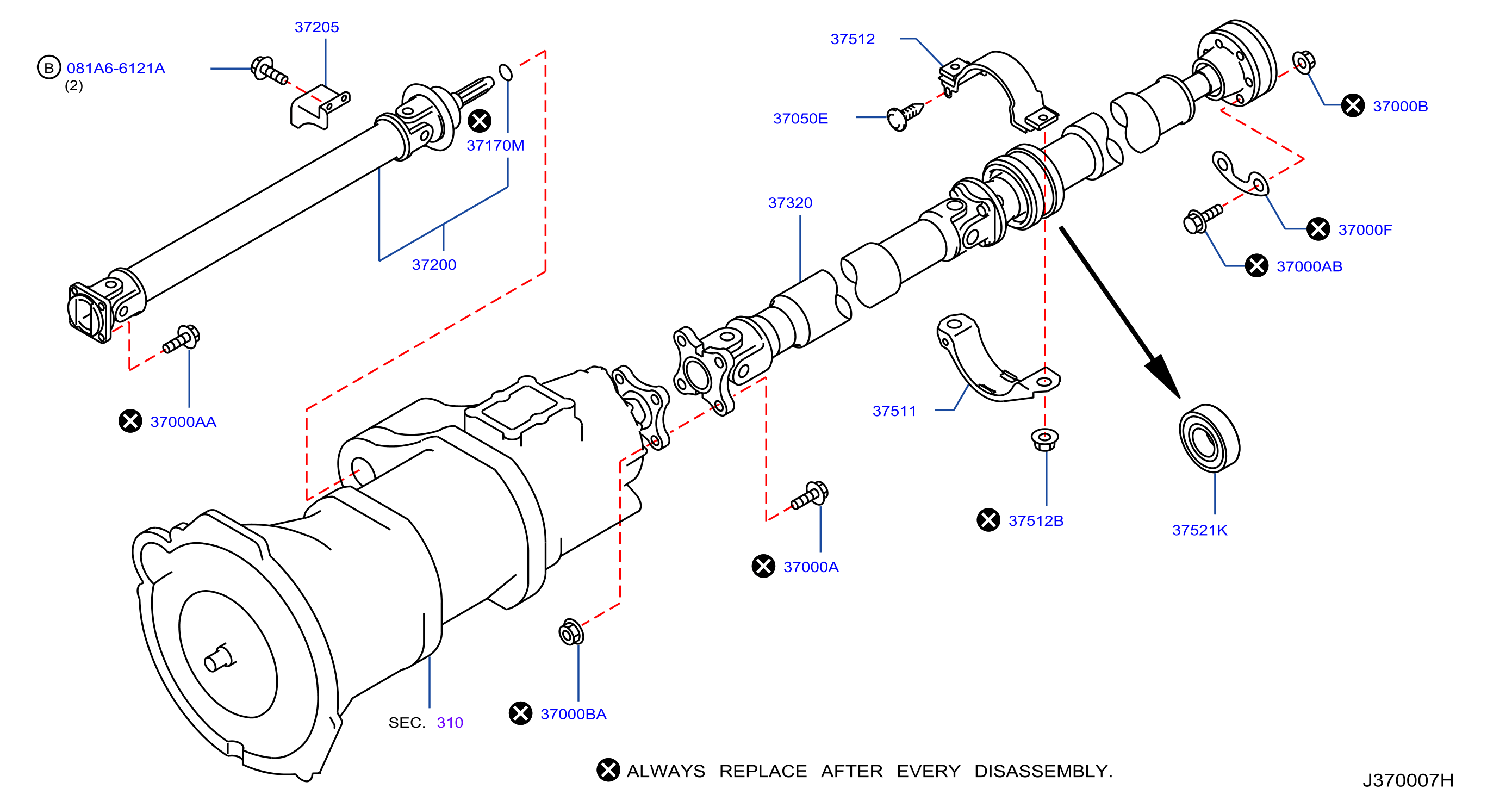 Diagram PROPELLER SHAFT for your 2011 INFINITI QX70   