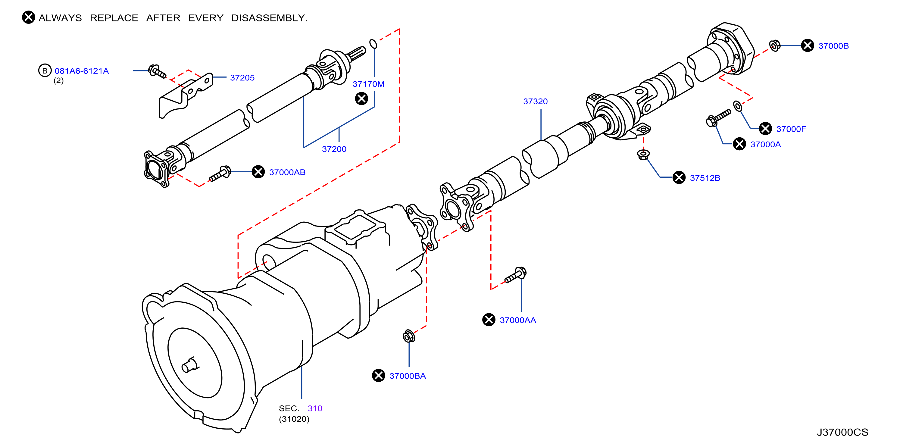 Diagram PROPELLER SHAFT for your INFINITI