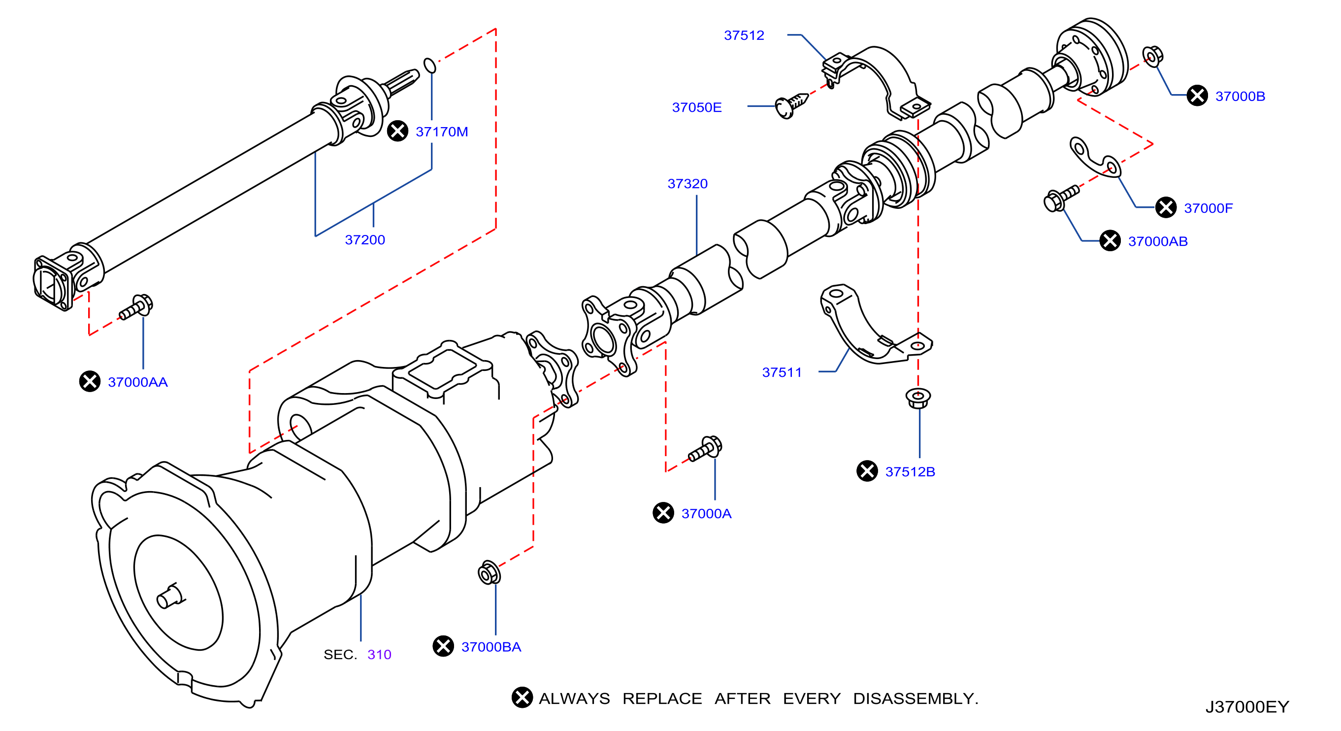 Diagram PROPELLER SHAFT for your 2004 INFINITI Q45   