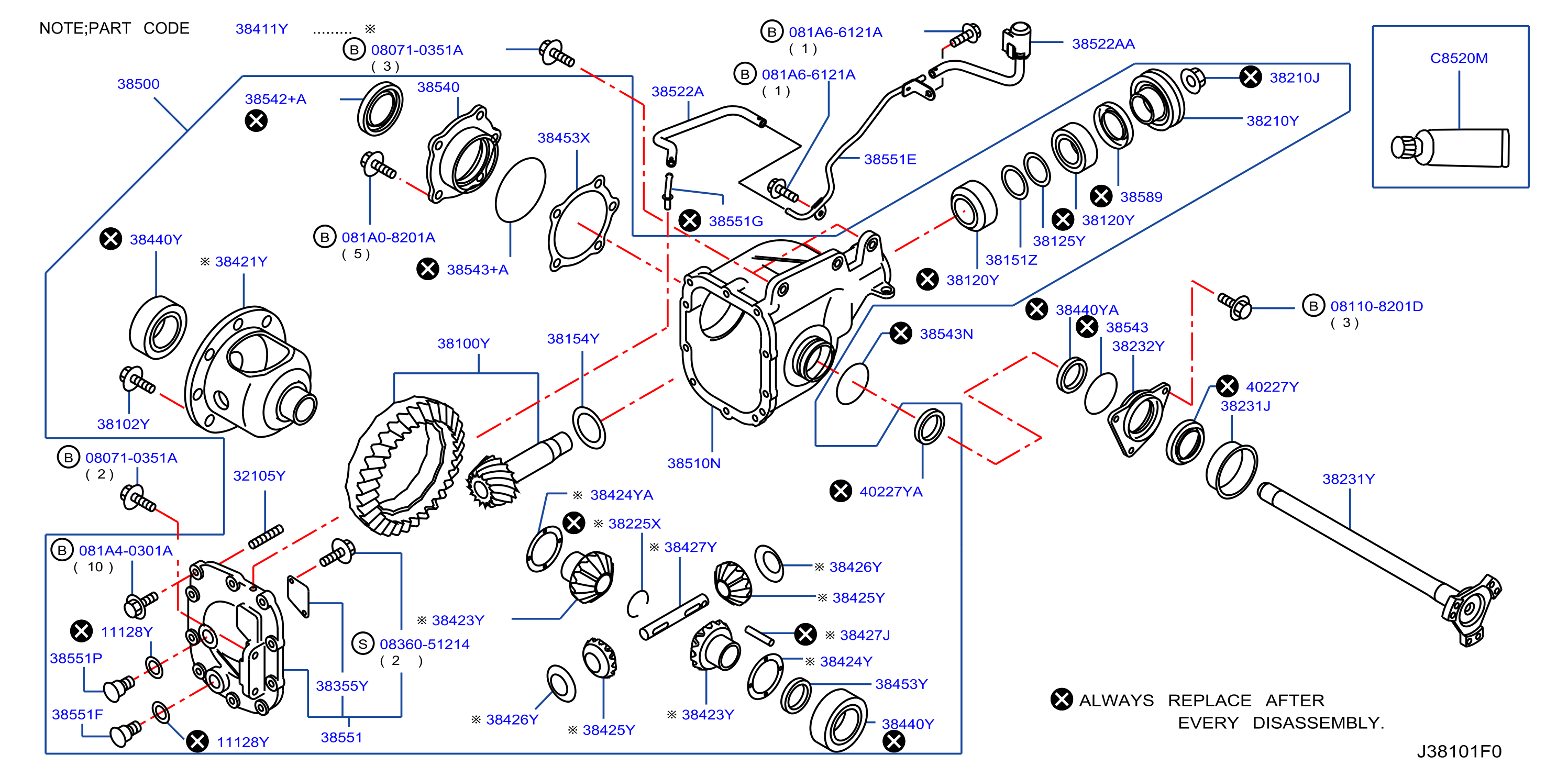 Diagram FRONT FINAL DRIVE for your 2009 INFINITI Q40   