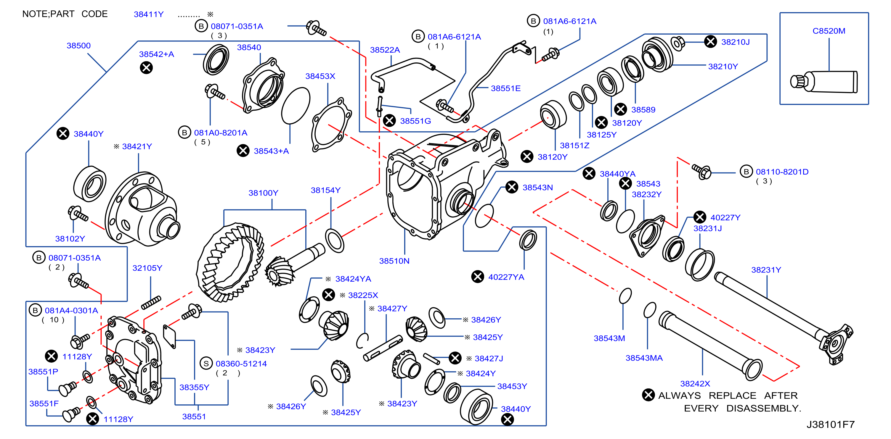 Diagram FRONT FINAL DRIVE for your INFINITI