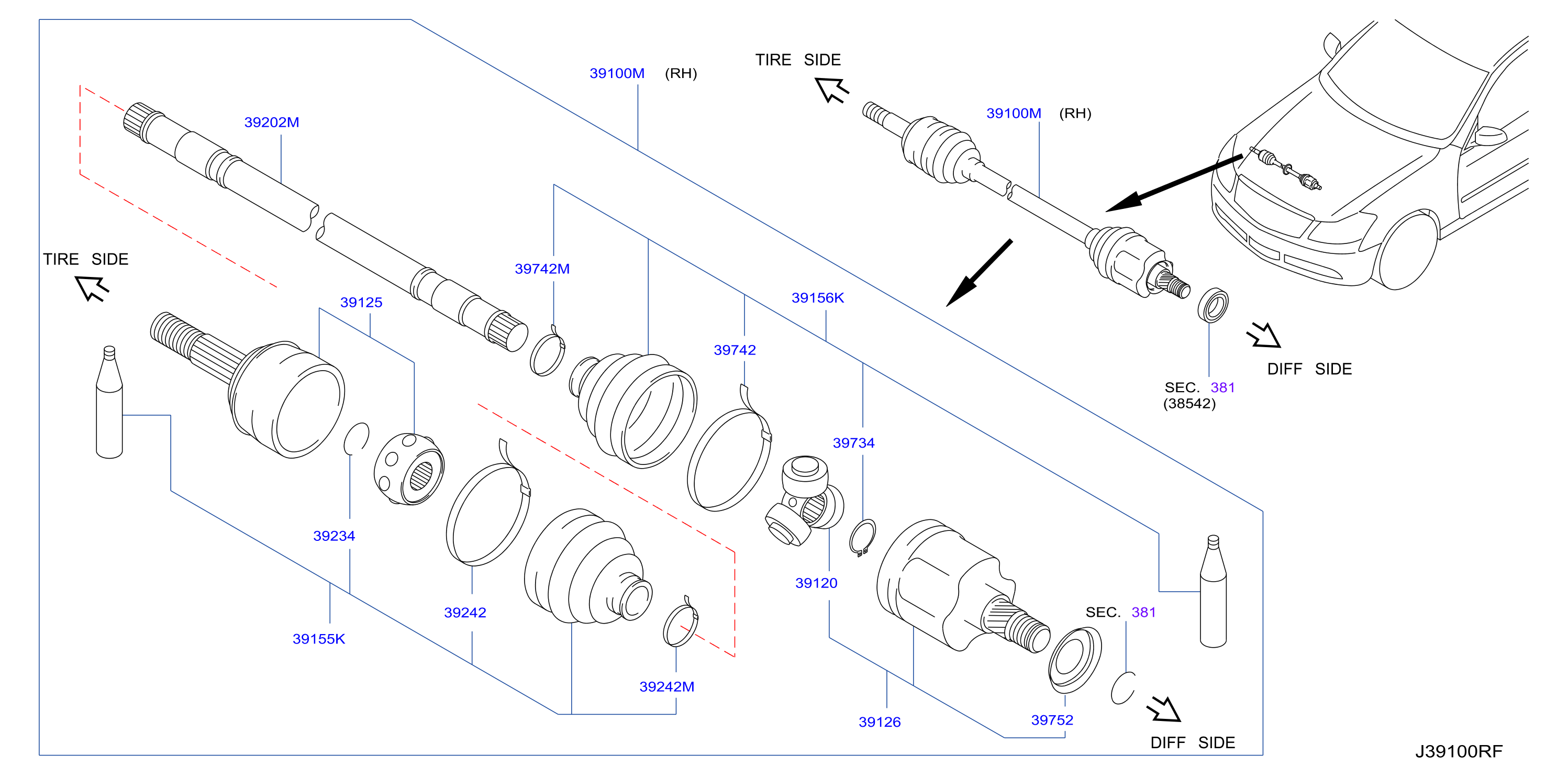 Diagram FRONT DRIVE SHAFT (FF) for your 2007 INFINITI M35  SEDAN LUXURY 