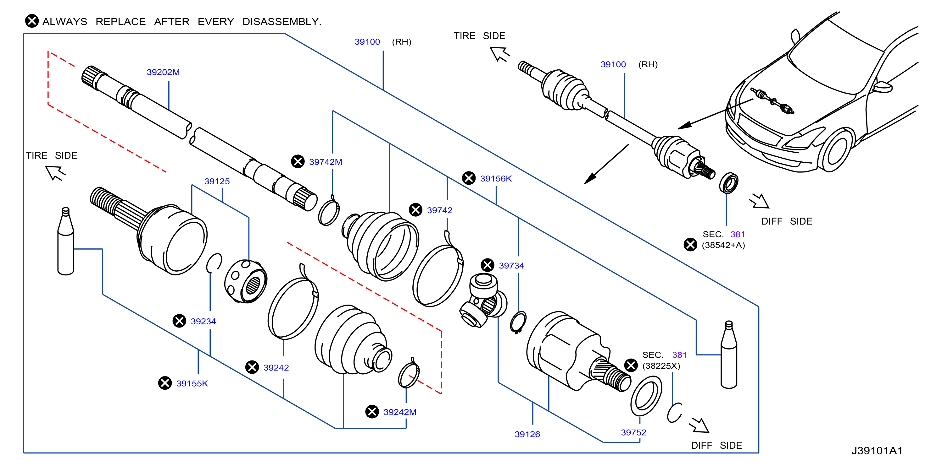 Diagram ÁRBOL DE MANDO DELANTERO (TRAC DEL) for your 2013 INFINITI M56 SEDAN P/PKG  